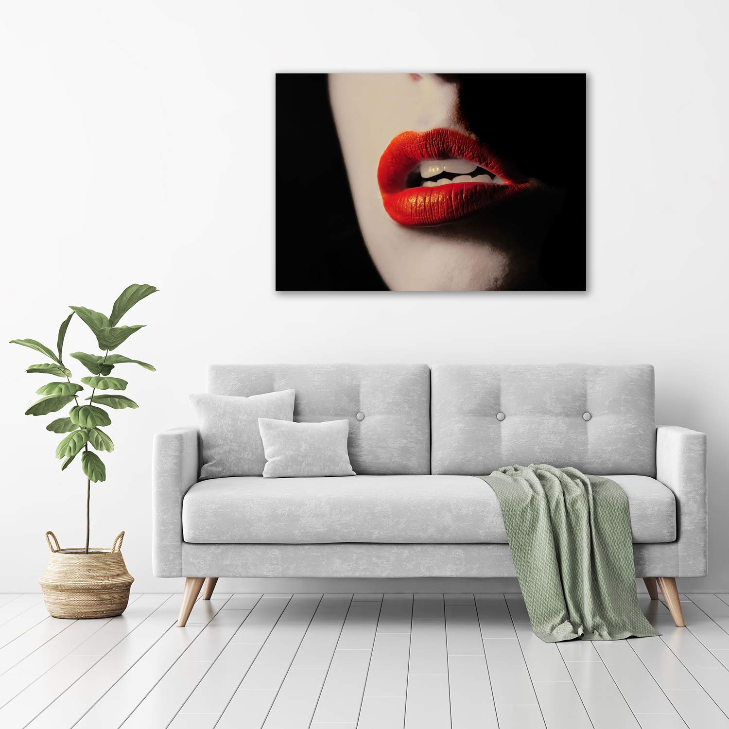 Tulup Tirages sur toile - art mural - tirages sur toile - thème d'image - 100x70 cm - Sensualité - Rouge - Lèvres Rouges
