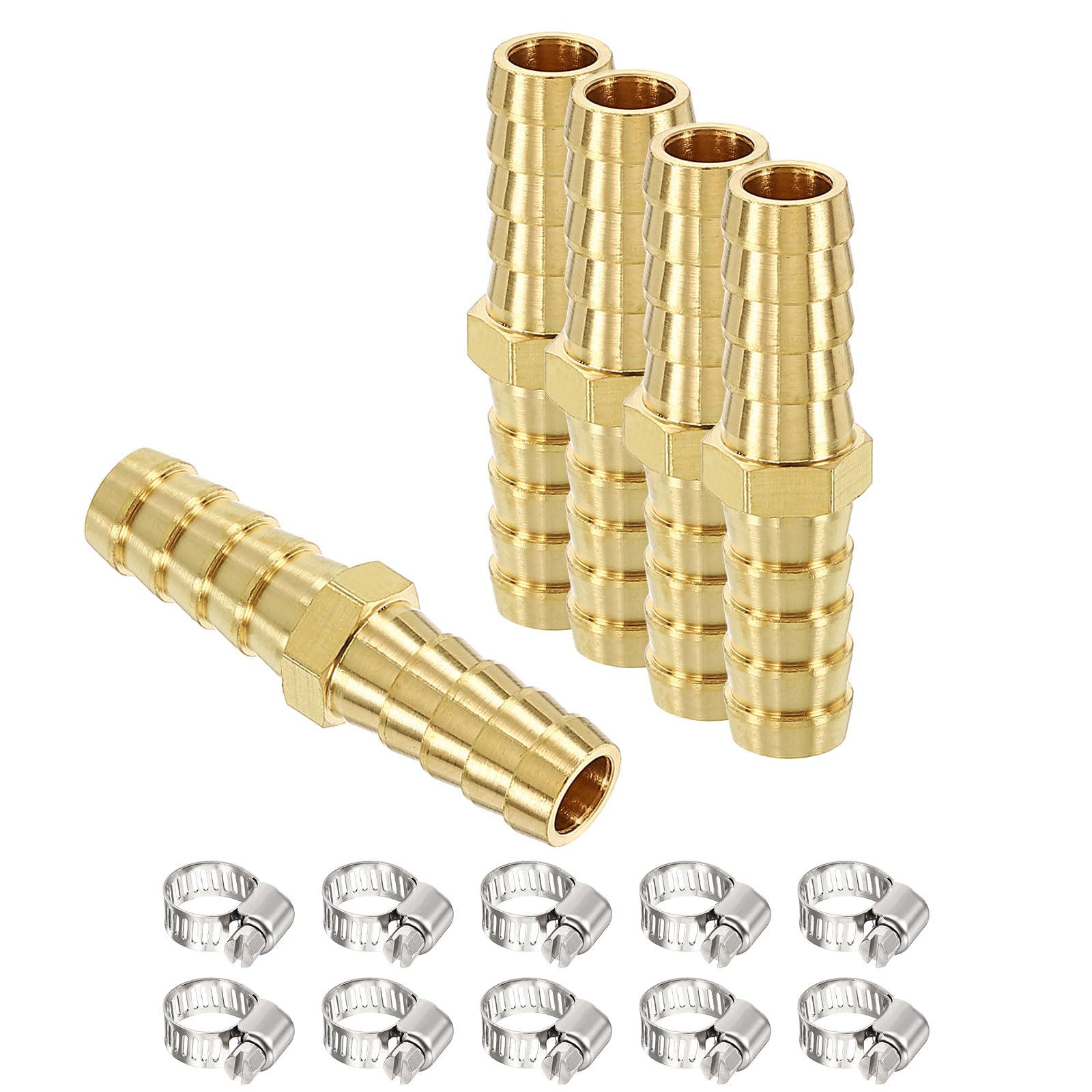 Raccord cannelé en laiton 3/8" Harfington avec 10 colliers en acier pour tuyaux