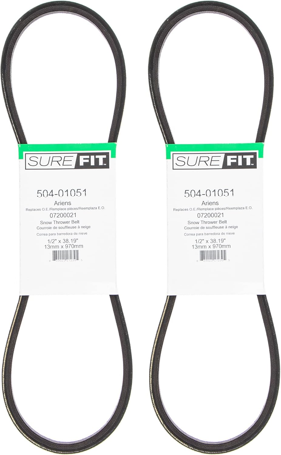 SureFit Auger Drive Belts Replacement for Ariens 07200021 926LE 11528LE 1332LE 1328DLE 8526LE 9526DLE Snow Blower 2 Pack