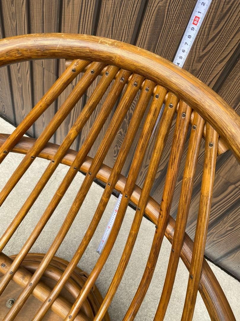 Amazon｜回転式ラタンチェア ラタンソファ エッグチェア 藤家具 レトロ