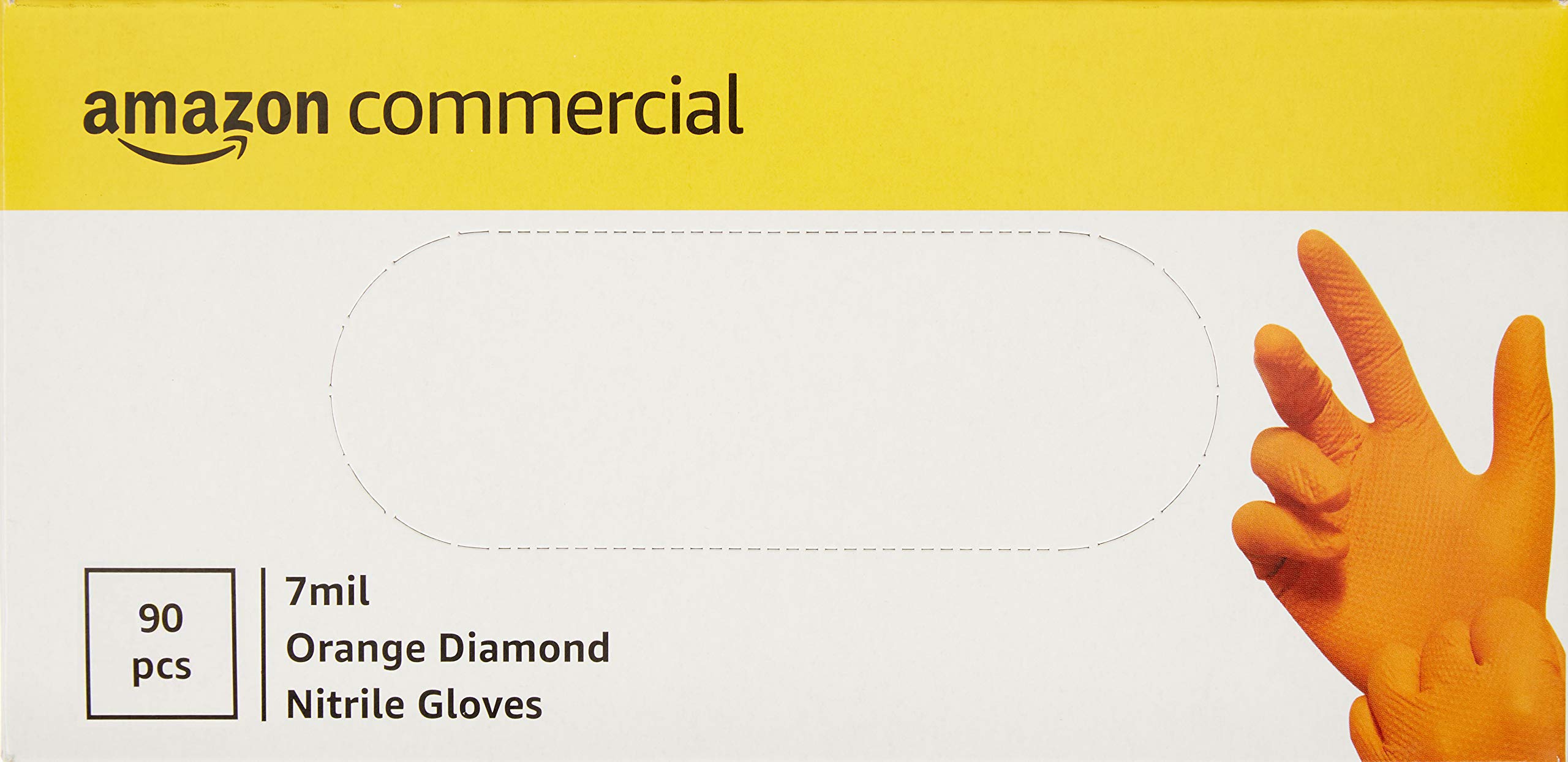 AmazonCommercial Powder Free Disposable Nitrile Gloves, 7 mil, Orange, Diamond Textured, 240mm, Size XXL, 90 per Pack
