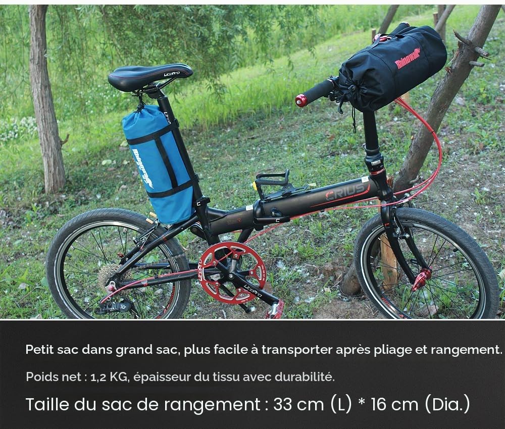UBORSE Sac de Transport Vélo Étanche 20'' Grand Pliant pour Cyclisme Housse de Voyage VTT Sac de Roue VTT Pliable pour Transport Sac de Rangement pour Vélo Pliant (Noir)