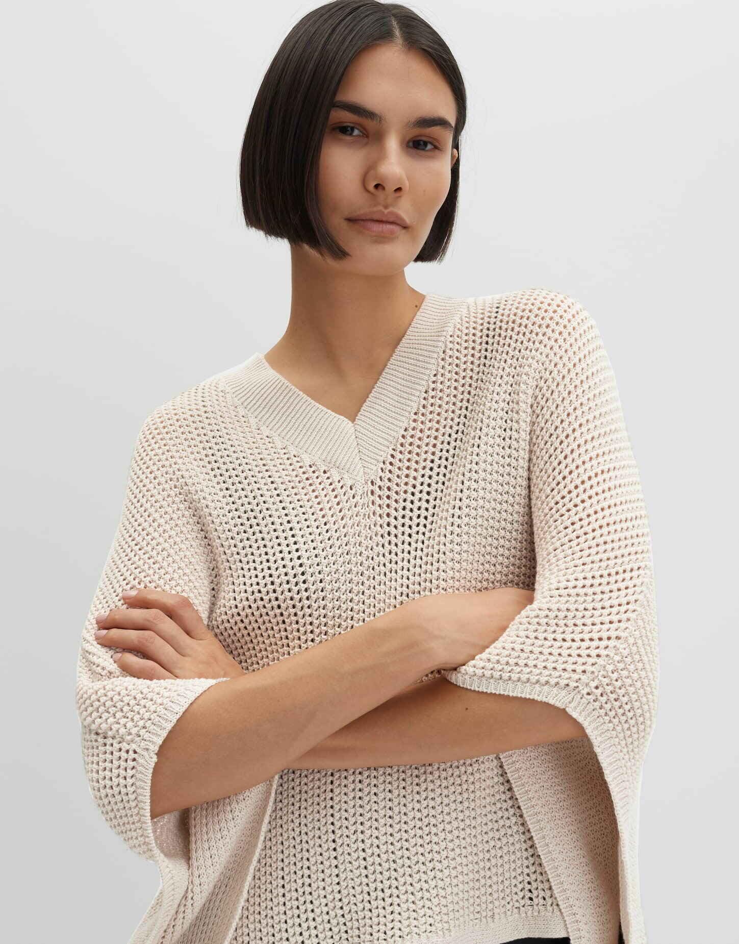 someday Damen Poncho/Cape | Strick Poncho aus BCI Cotton Mix