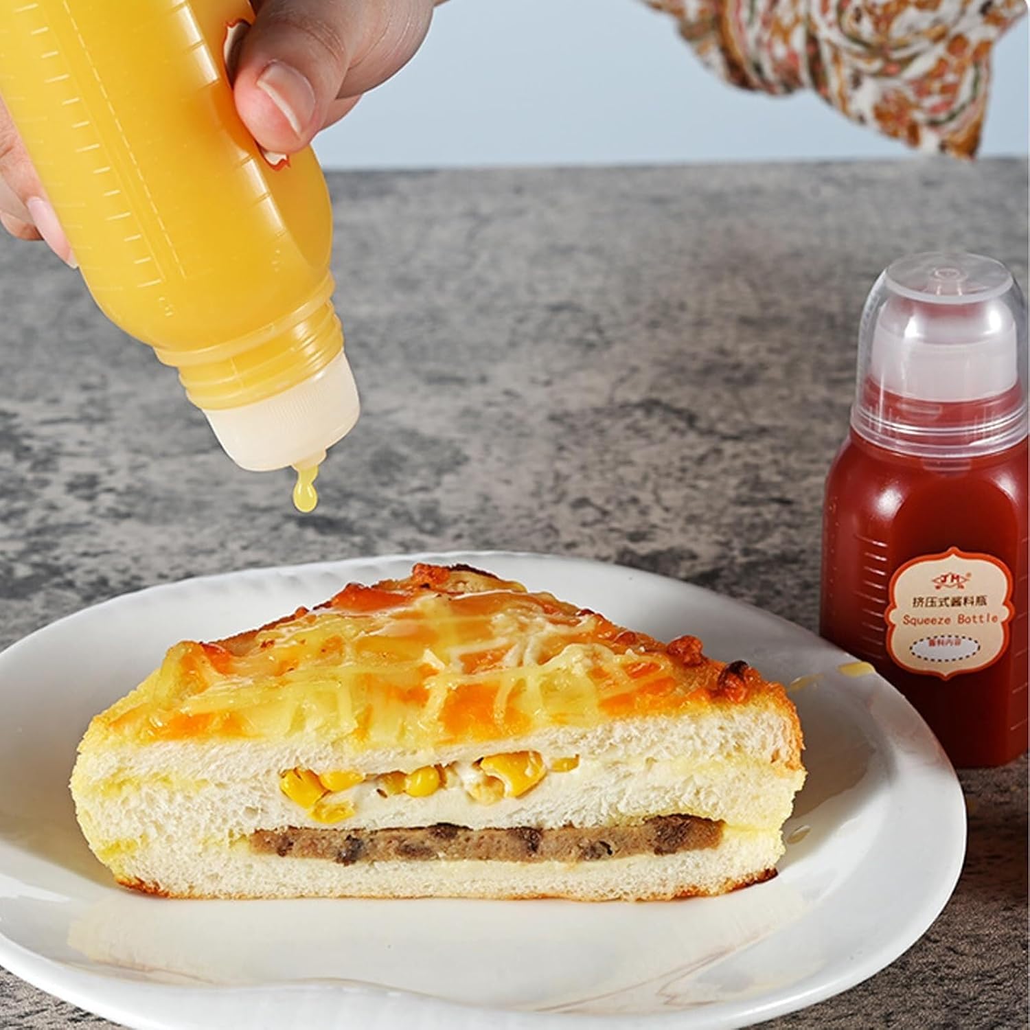 Squeeze Bottle Seasoning Squeeze Sarah Barbecue Sauce Plastic Bottle Liquid 5 Pieces Set Dinnerware(100ml)