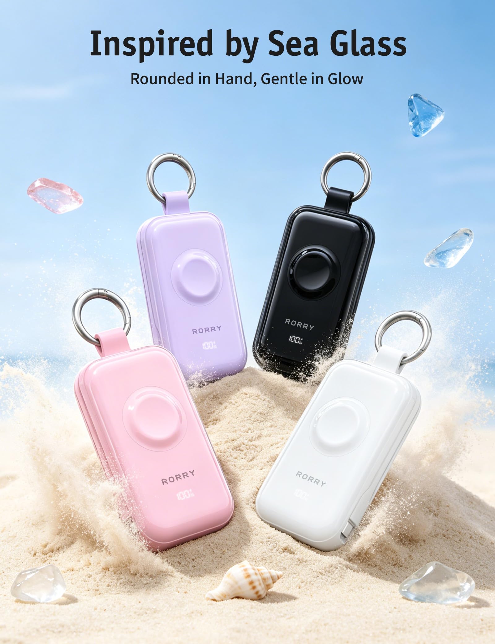 RORRY CharmGo Chargeur Portable 45 W à Charge Rapide, 10 000 mAh avec câbles intégrés, Batterie pour iPhone 17/16/15/14/13/12/11 Pro/Max et Apple Watch Ultra/11/10/9/SE, iPad, Noir