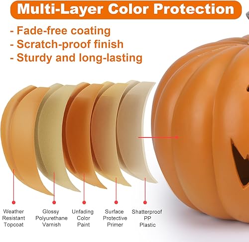 Miniatura 4 de Farol Jack O con luz de calabaza de Halloween, luces de calabaza preiluminadas para porche de Halloween, fiesta, puerta delantera, chimenea,