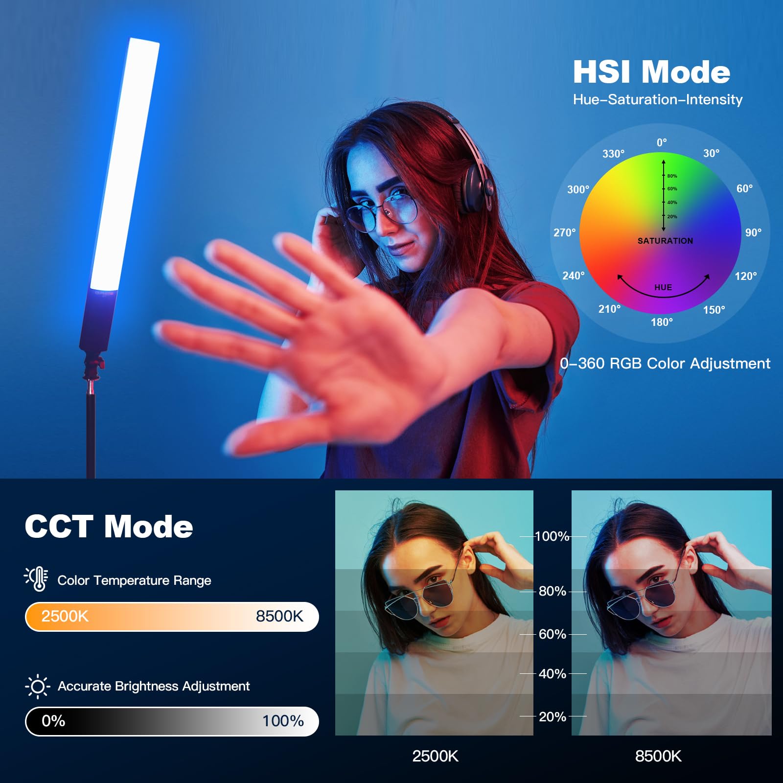 soonpho Soonpho Video Light Stick Tubo luminoso LED RGB per Studio 2500K-8500K CRI≥97 TLCI≥97