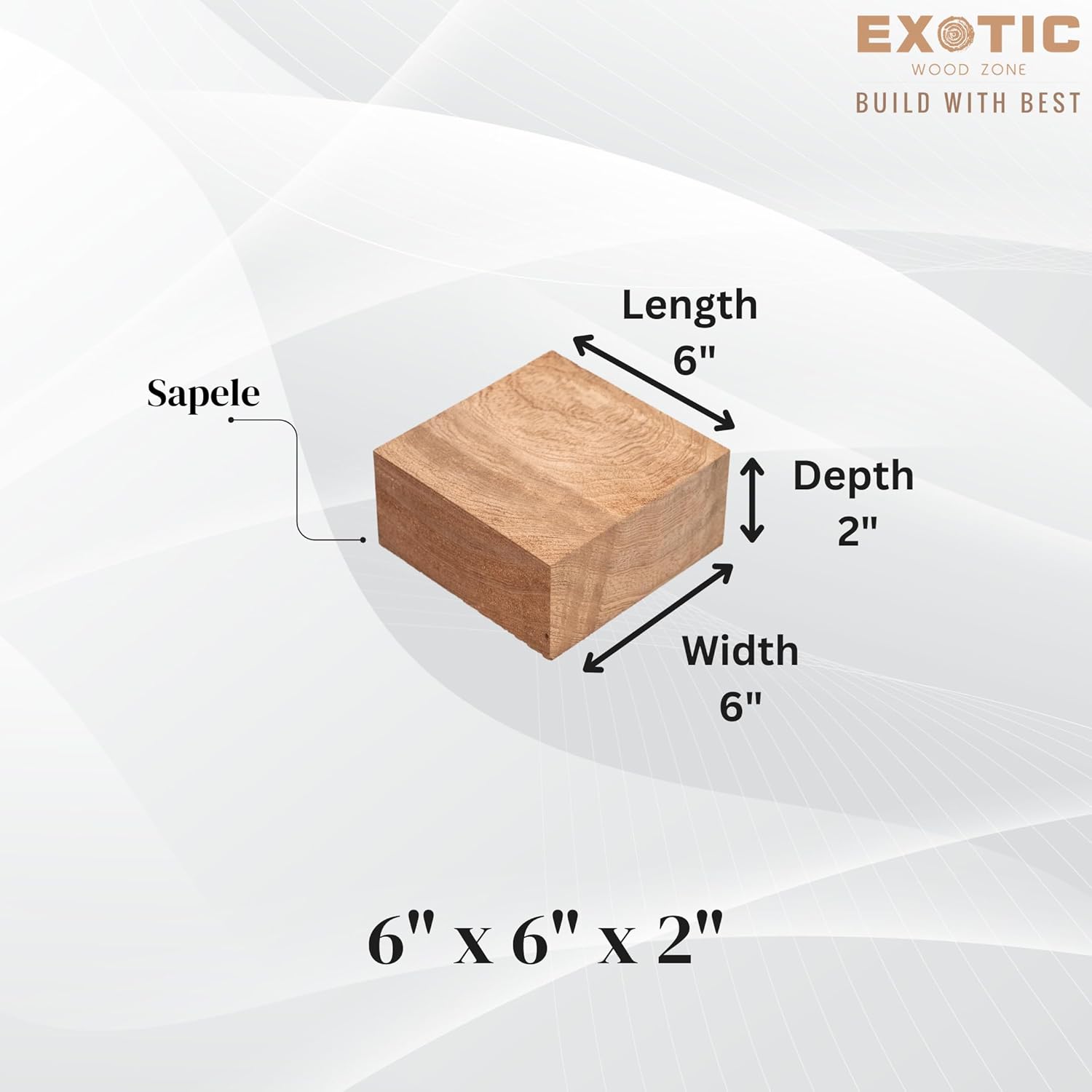Exotic Wood Zone Sapele Bowl Blank for Wood Turning | Exotic Wood Blanks for DIY Projects | Perfect Kiln-Dried Unfinished Wood Bowl Blanks for Craftsmen and Woodworking Enthusiasts (6"x 6" x 2")
