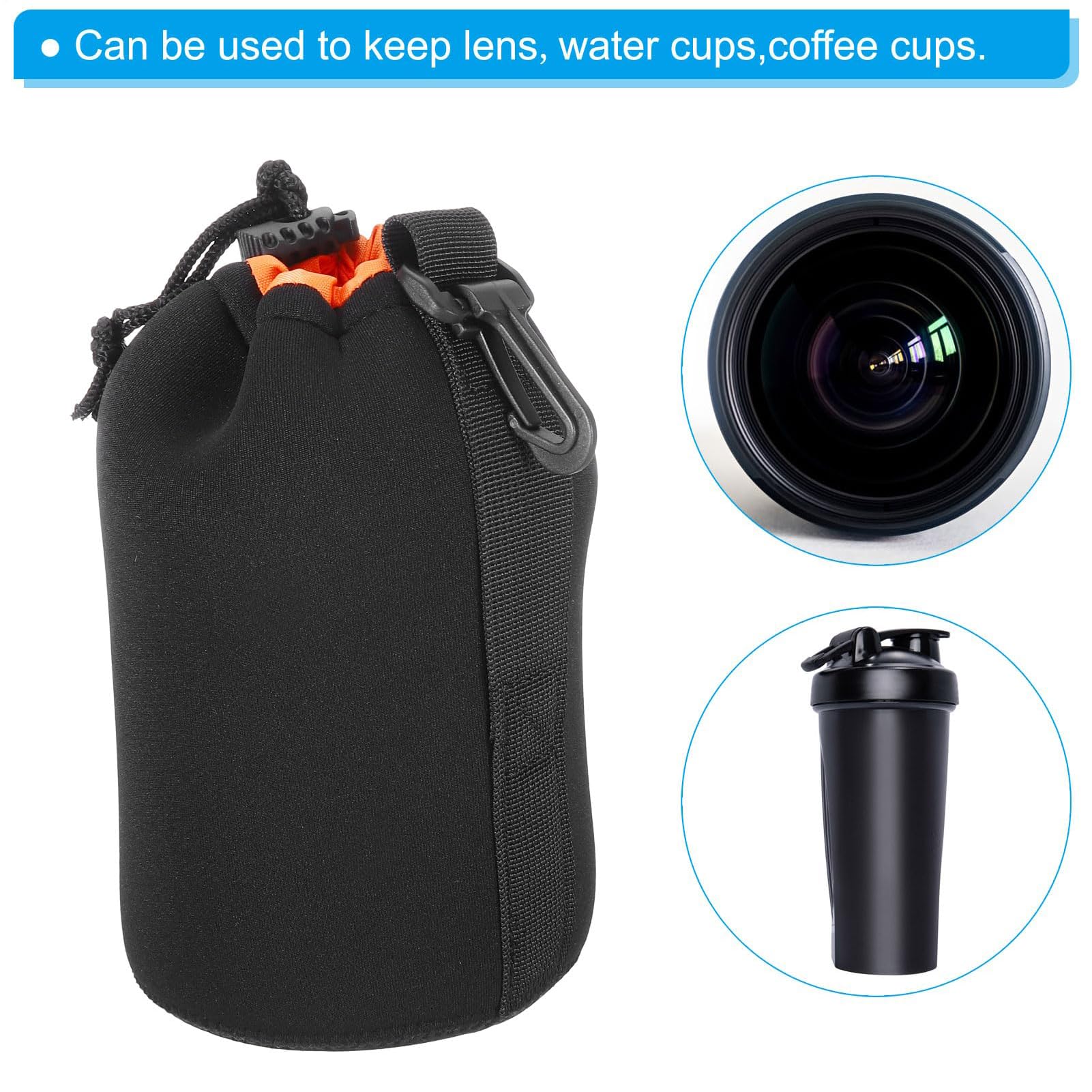Funda de Neopreno para Lente de cámara, protección antigolpes, ángulo Ajustable para Viaje/Senderismo, Compatible DSLR/SLR, 14 cm, Se référer au descriptif, Consulte la descripción