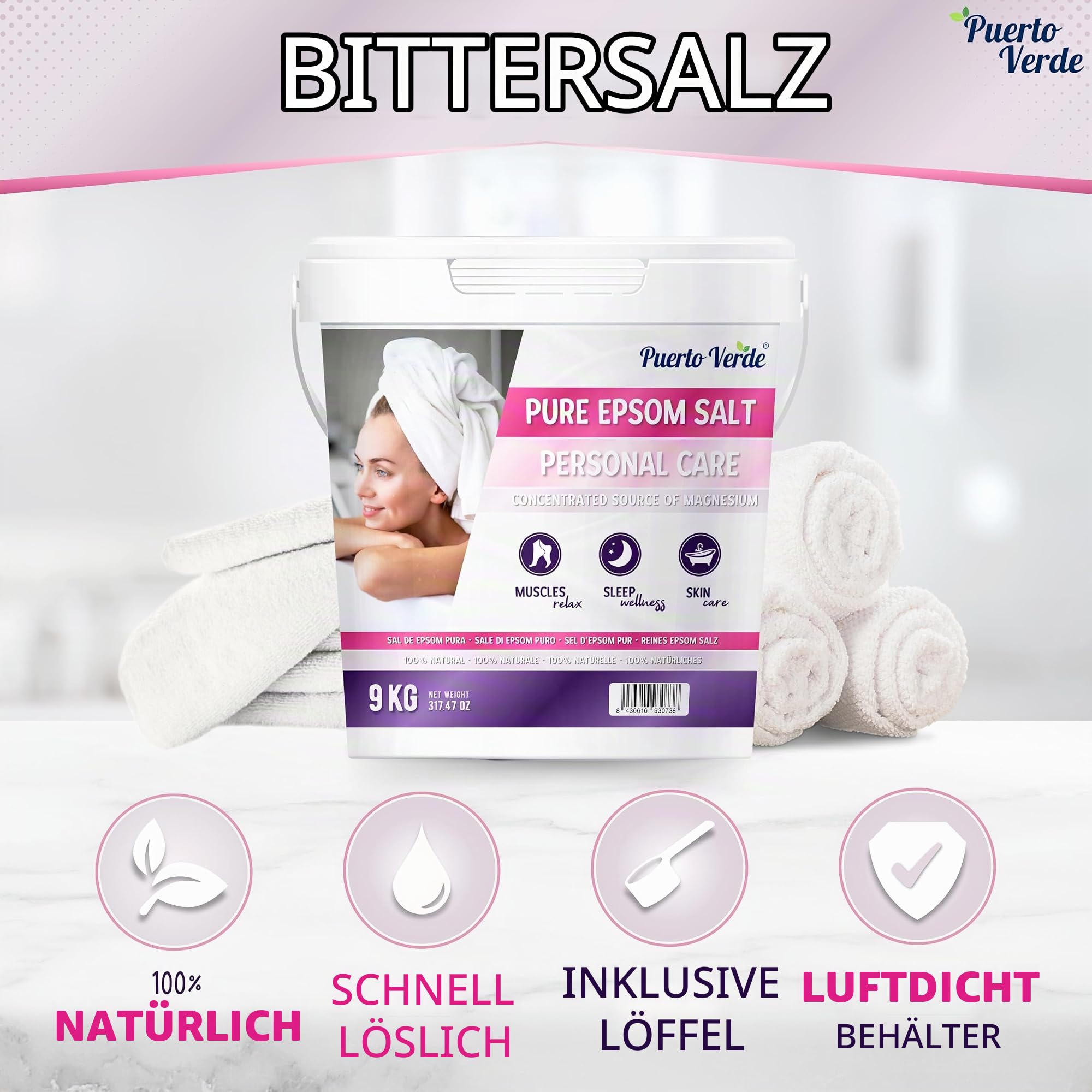 • Epsom Salz 2x9 Kg. Konzentrierte Magnesium Quelle. Bittersalz aus 100% Natürlichem Ursprung. Badesalz für Muskelkater, Stressabbau & Guten Schlaf. Europäische Produktion.