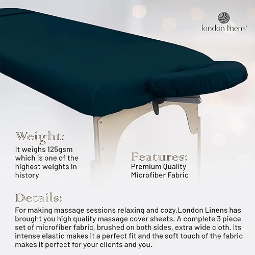 Miniatura 2 de LONDON LINENS Juego de sábanas de microfibra suave para mesa de masaje, juego de 3 piezas, incluye funda para mesa de masaje, sábana bajera