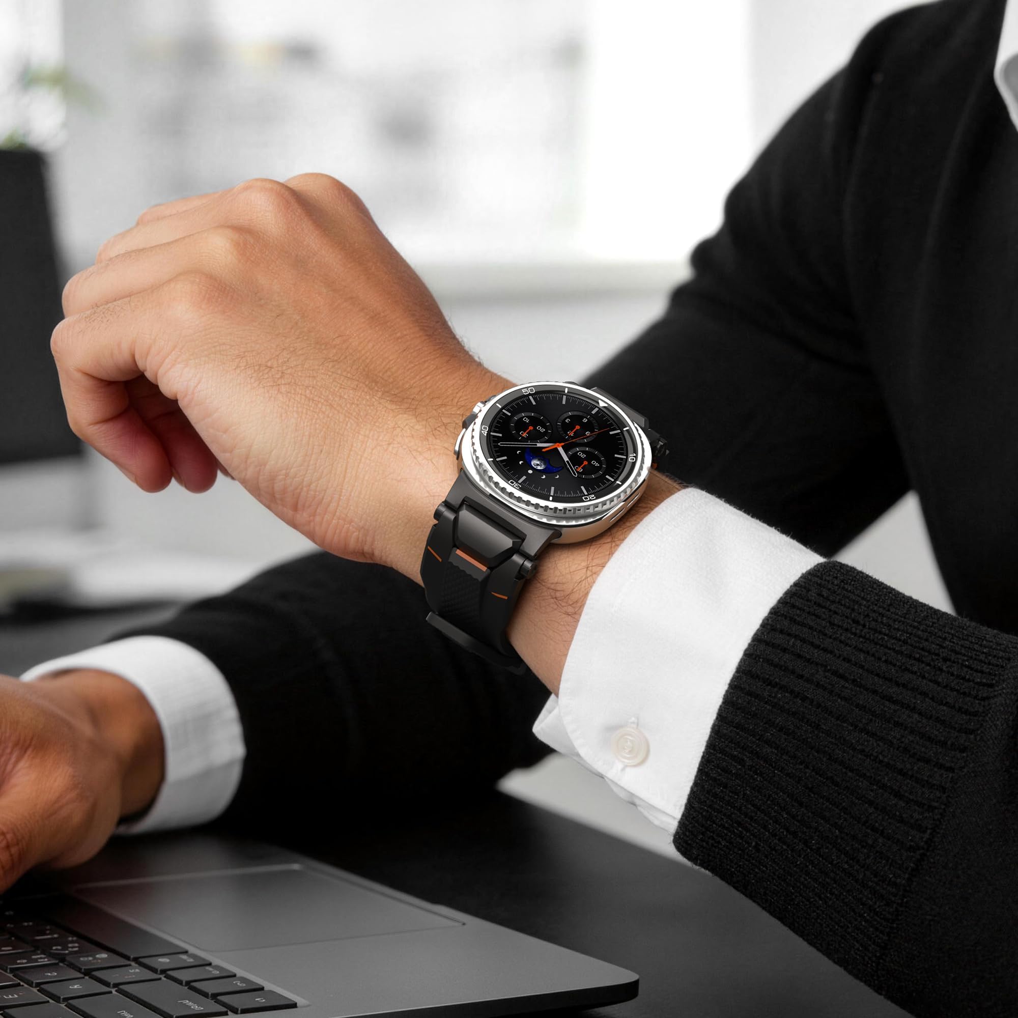 ULTIMAL Armband Kompatibel mit Samsung Galaxy Watch 9/8 40mm/44mm, 8 Classic 46mm, Robustes Premium TPU & Metall Sportarmband für Herren
