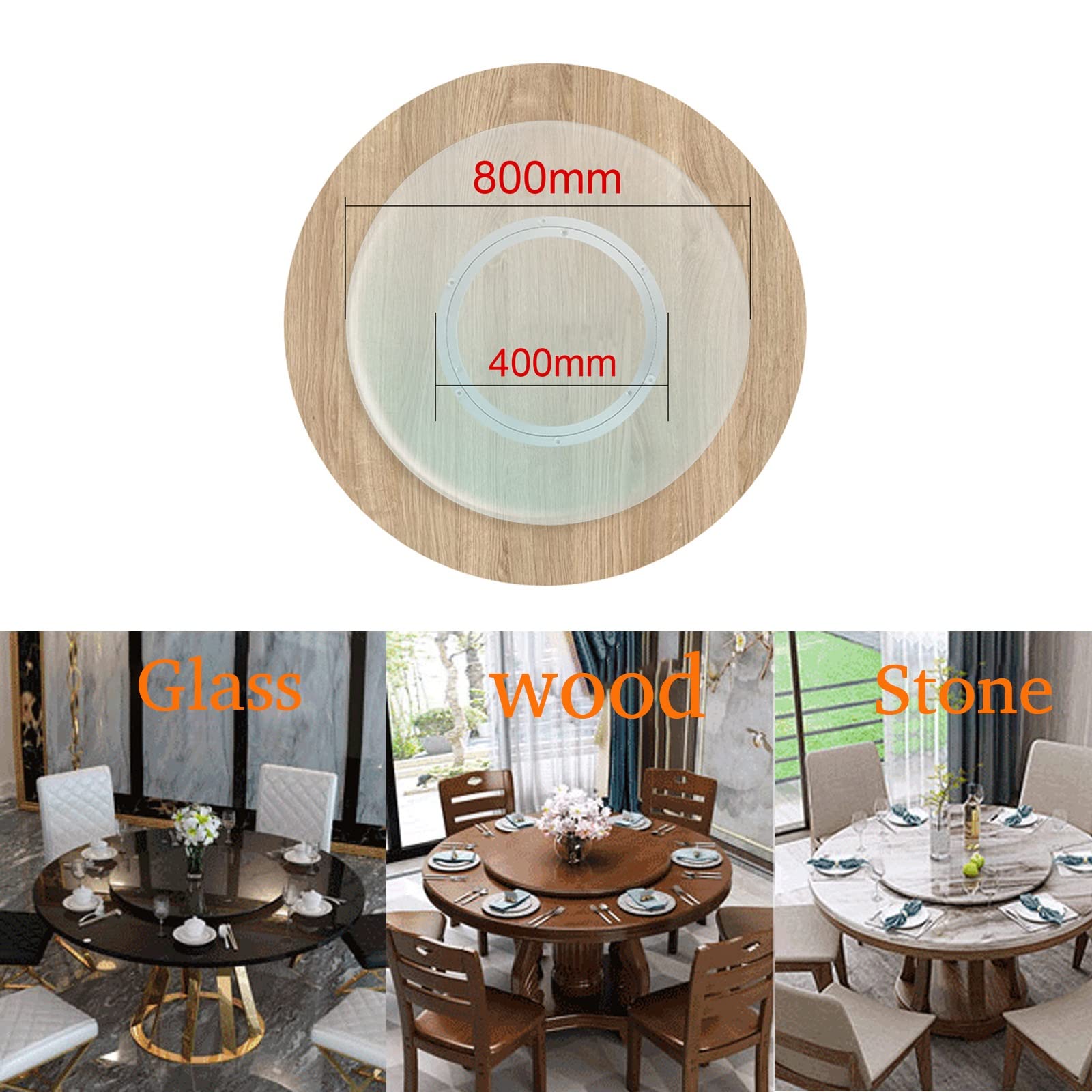 WORDFUN Aluminiumlegierung Drehkranz Die Lager Drehteller Runder Drehscheibe Drehkranz 360°Drehbare Für Restaurant, Esstisch, Kuchendekoration, TV-Monitorständer