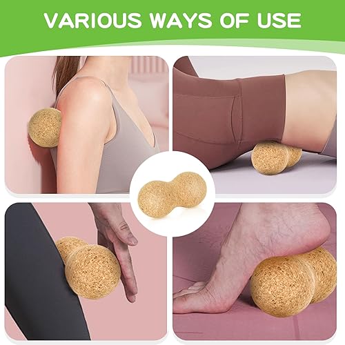 Miniatura 6 de Bola de masaje de corcho, bola de masaje de maní, bola de liberación miofascial, rodillo de masaje de tejido profundo, bola de movilidad para