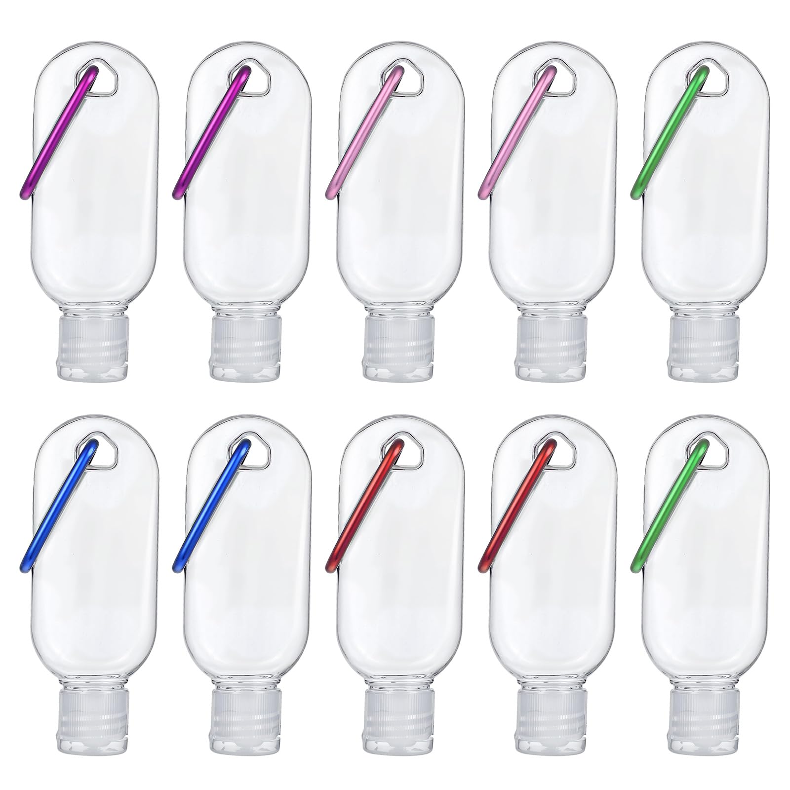 Hand Sanitizer Keychain 10 Pcs Travel Bottles with Keychain,1.7oz (50ml) Portable Plastic Leakproof Squeeze Bottles Kits with Flip Cap for Home Office
