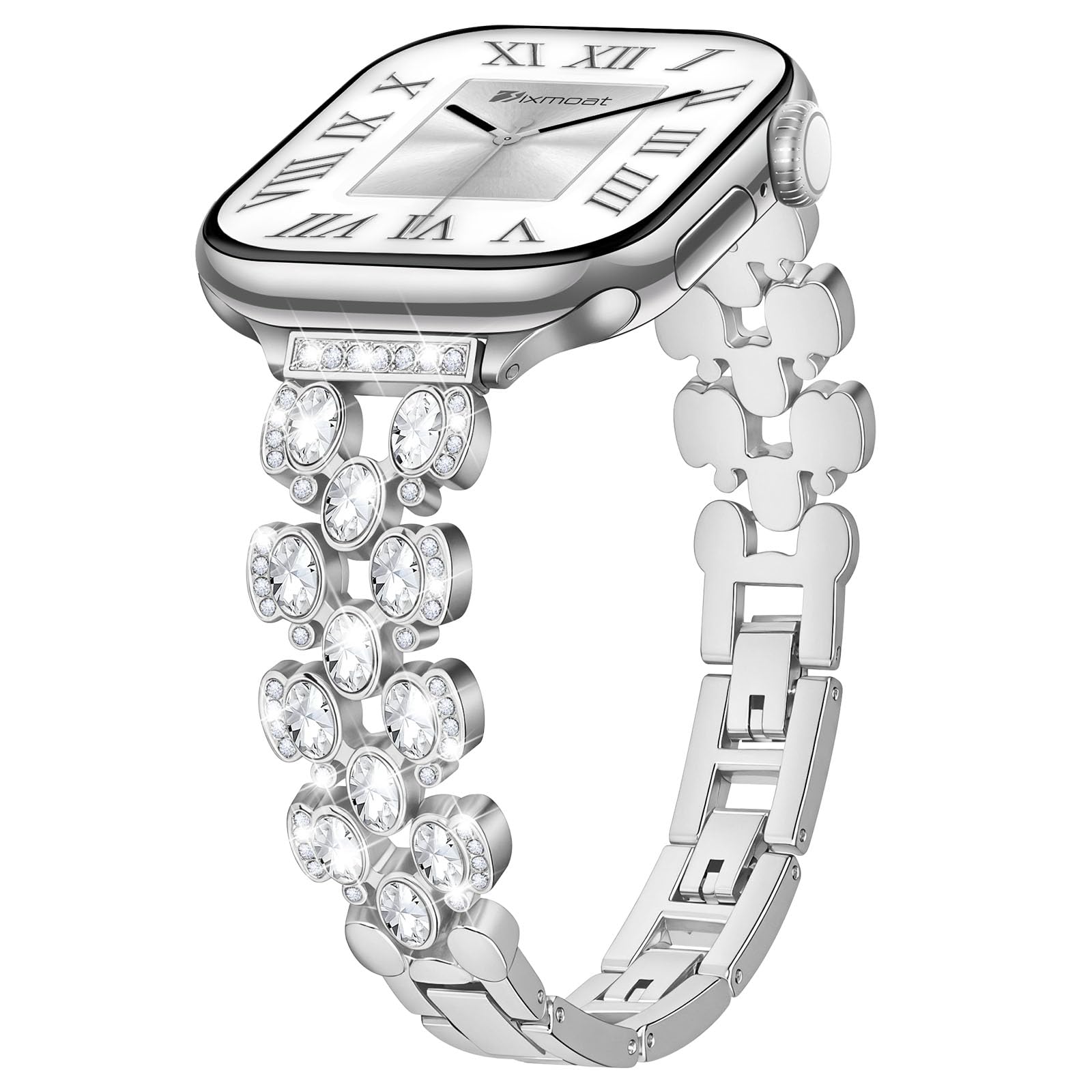Photo 1 of **band**Sixmoat Slim Metal Band Compatible with Apple Watch Band for Women 42mm 44mm 45mm 46mm 49mm,Thin Bling Diamond Dressy Bracelet for iWatch Ultra SE Series 11 10 9 8 7 6 5 4 3 2 1, (Silver)