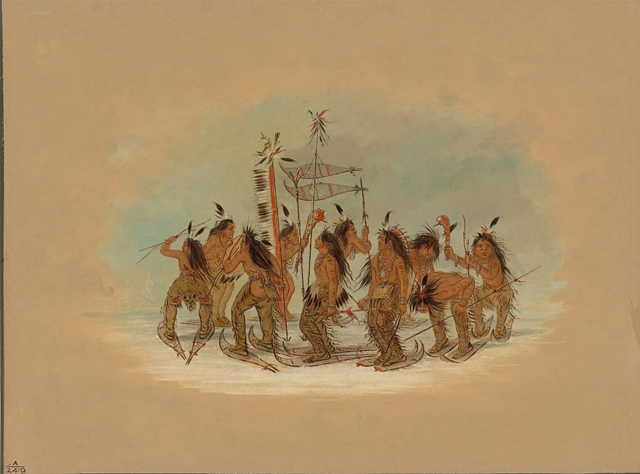 SERENDIPITP Aesthetic Poster Photo Wall Print Retro Picture Snow Shoe Dance Ojibbeway by George Catlin Modern Wall Artwork for Home Decor 60x90cm