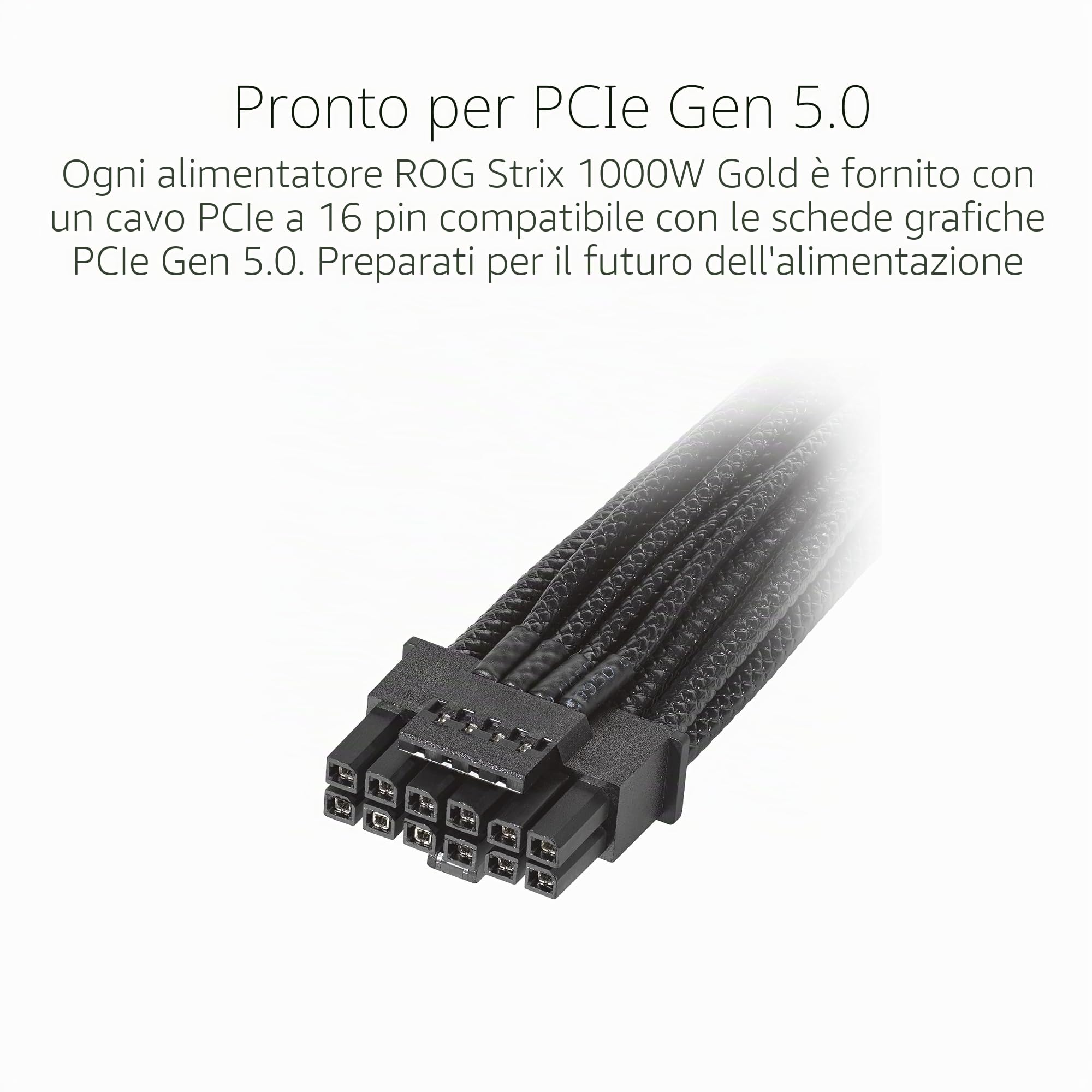 ASUS ROG STRIX 1000 W Gold Gaming Alimentatore (cavo PCIe a 16 pin incluso, 1000 Watt, certificazione 80 Plus, tecnologia 0 dB, ventola Axial-Tech, compatibile ATX 3.0, PCIe 5.0 Ready, nero)