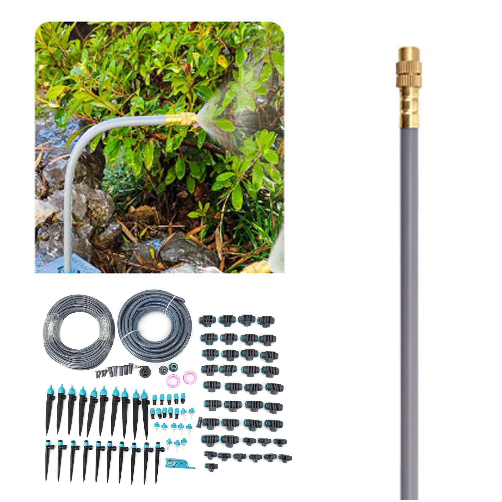 GLOGLOW Kit di Irrigazione a Goccia Kit di Irrigazione da Giardino con 3 modalità Regolabili Testine di Spruzzo Girevoli per Prato Serra Cortile Balcone Cura delle Piante di a Goccia Lega di