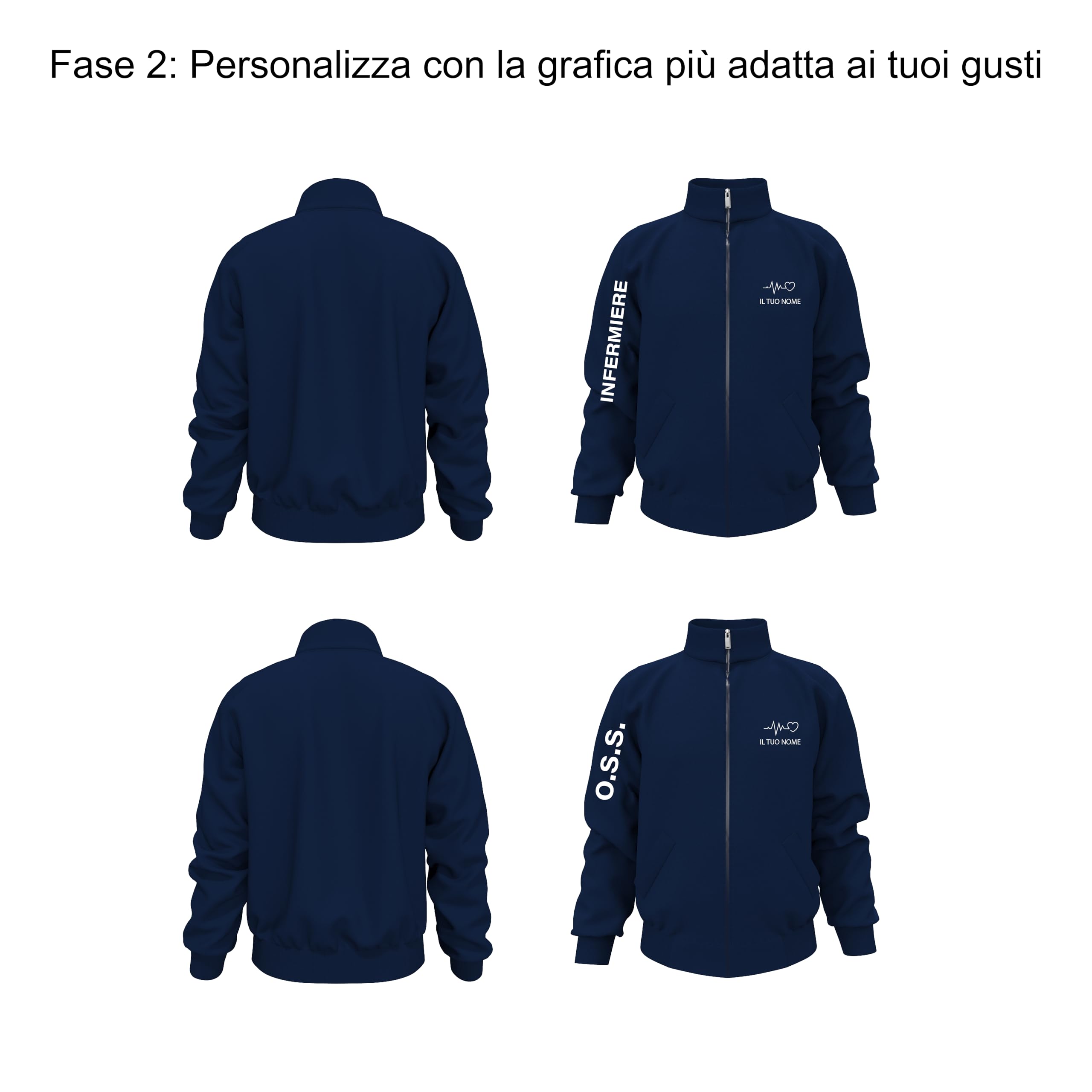 Felpa da Uomo Personalizzata per Medico, OSS e Infermiere, con possilità di Personalizzare Una Manica.