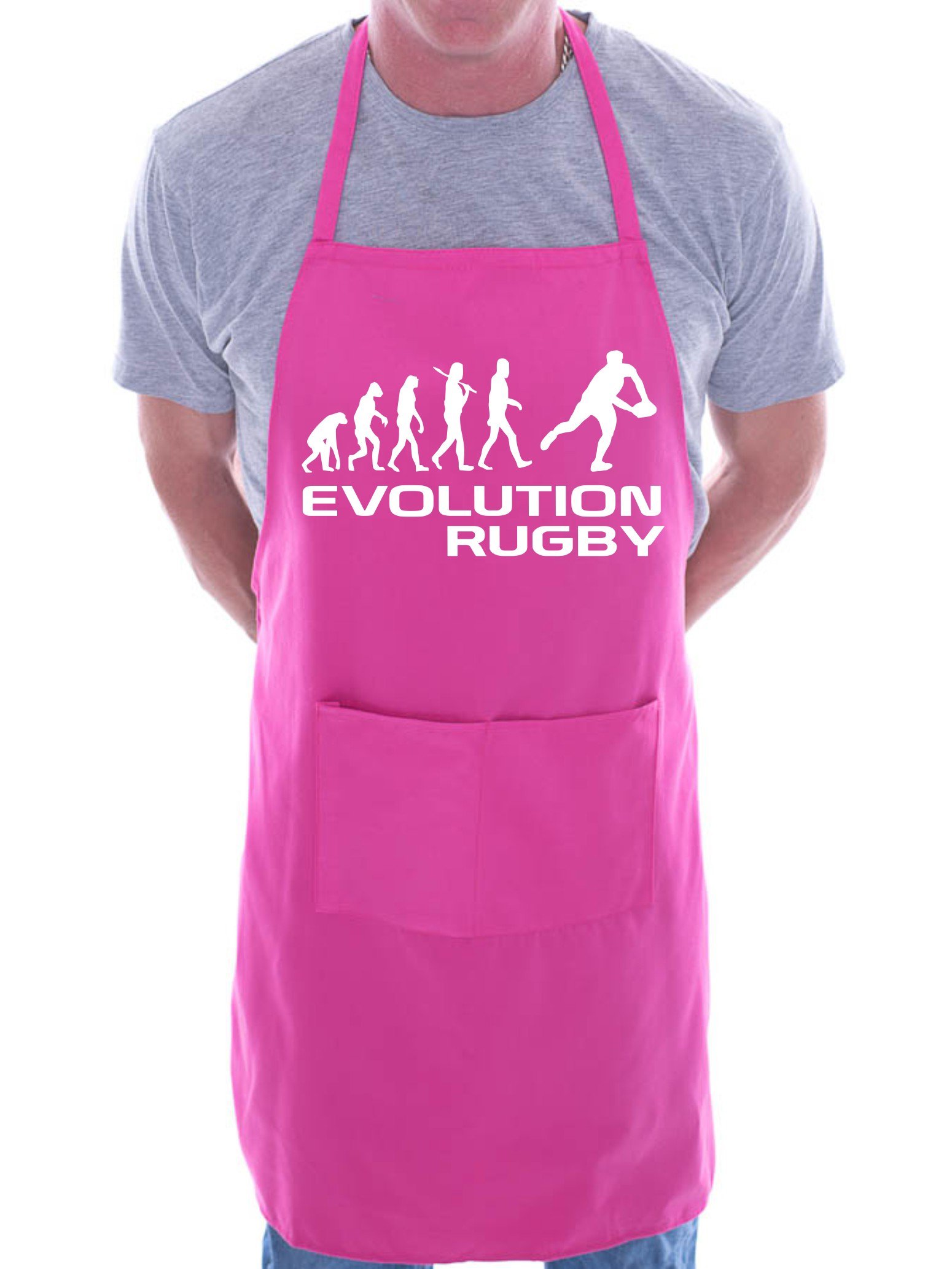 Print4u Men's Pink Evolution Of Rugby Sport Bbq Cooking Funny Novelty Apron