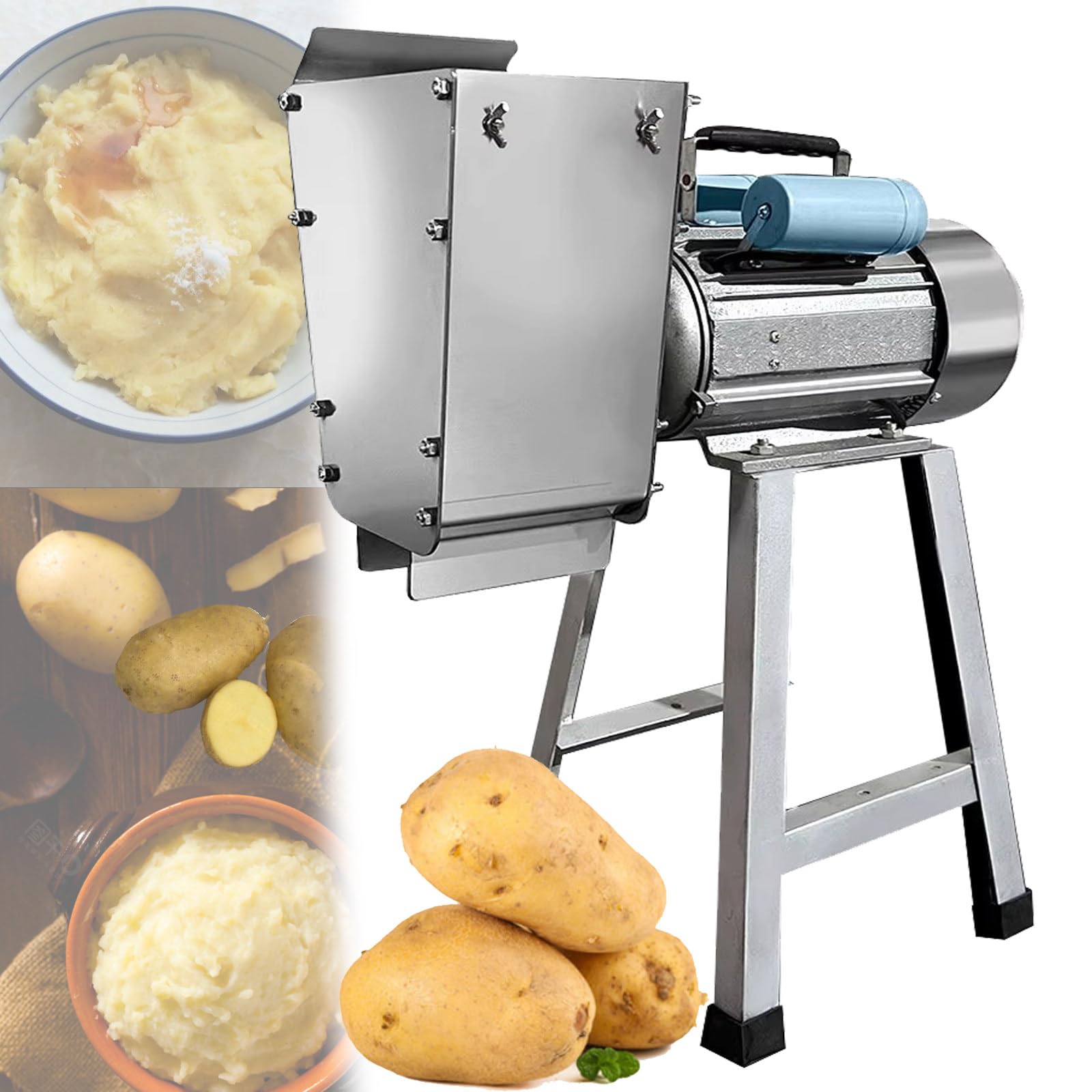 Professioneller Kartoffelstampfer, Edelstahl-Kartoffelstampfer, multifunktionaler Obst- und Gemüsestampfer für Glatte, Flauschige Kartoffelpüree – 40–100 kg/h Leistung