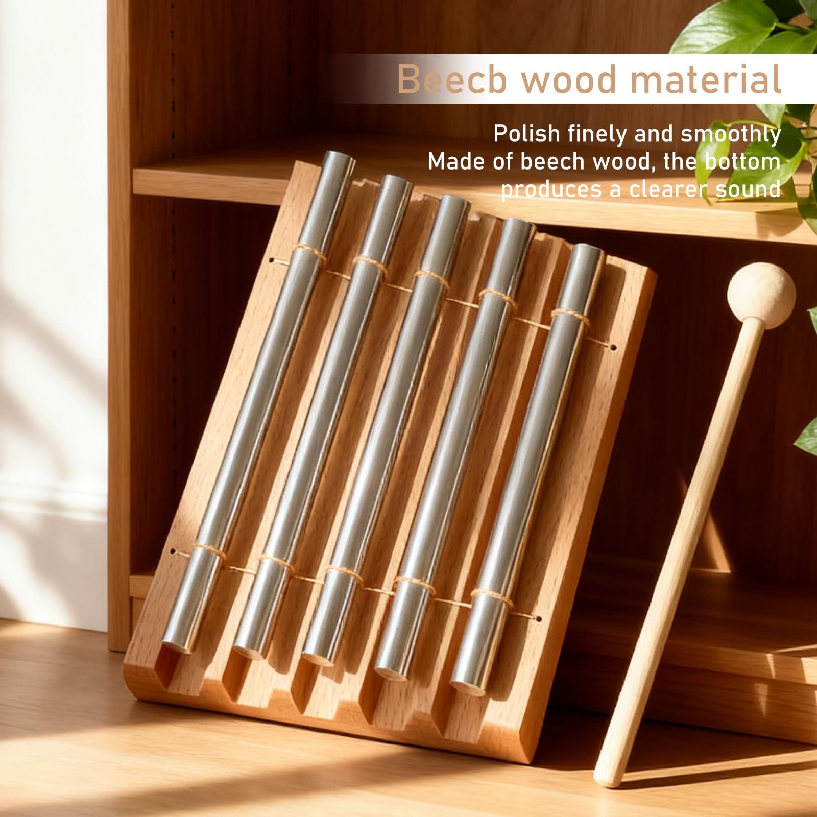 Energy Chimes Energy Chimes Energy Chime Baguette chantante 5 tons avec maillet en bois, carillon énergétique, instrument de percussion pour l'éducation musicale précoce et la méditation de yoga