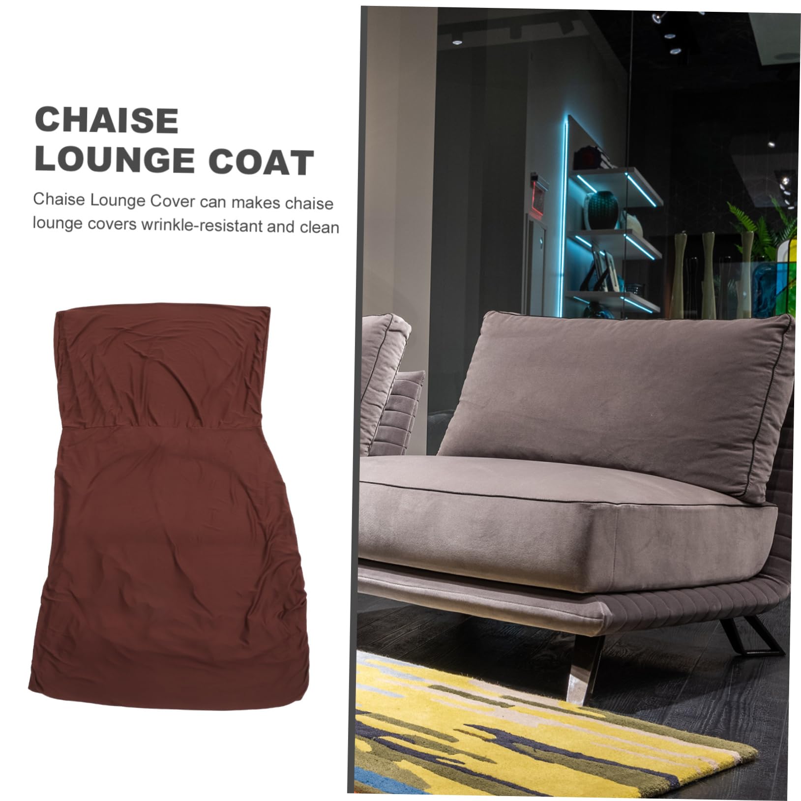 Funda para Chaise Longue Negra de Poliéster Elástica sin Brazos