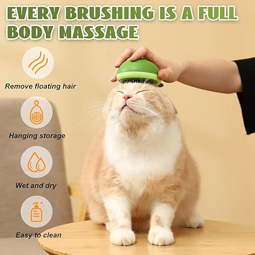 Miniatura 5 de Cepillo de aseo para gatos, bonito cepillo en forma de fruta para perros y gatos, elimina el pelo suelto y los enredos, cepillo fácil de limpiar,