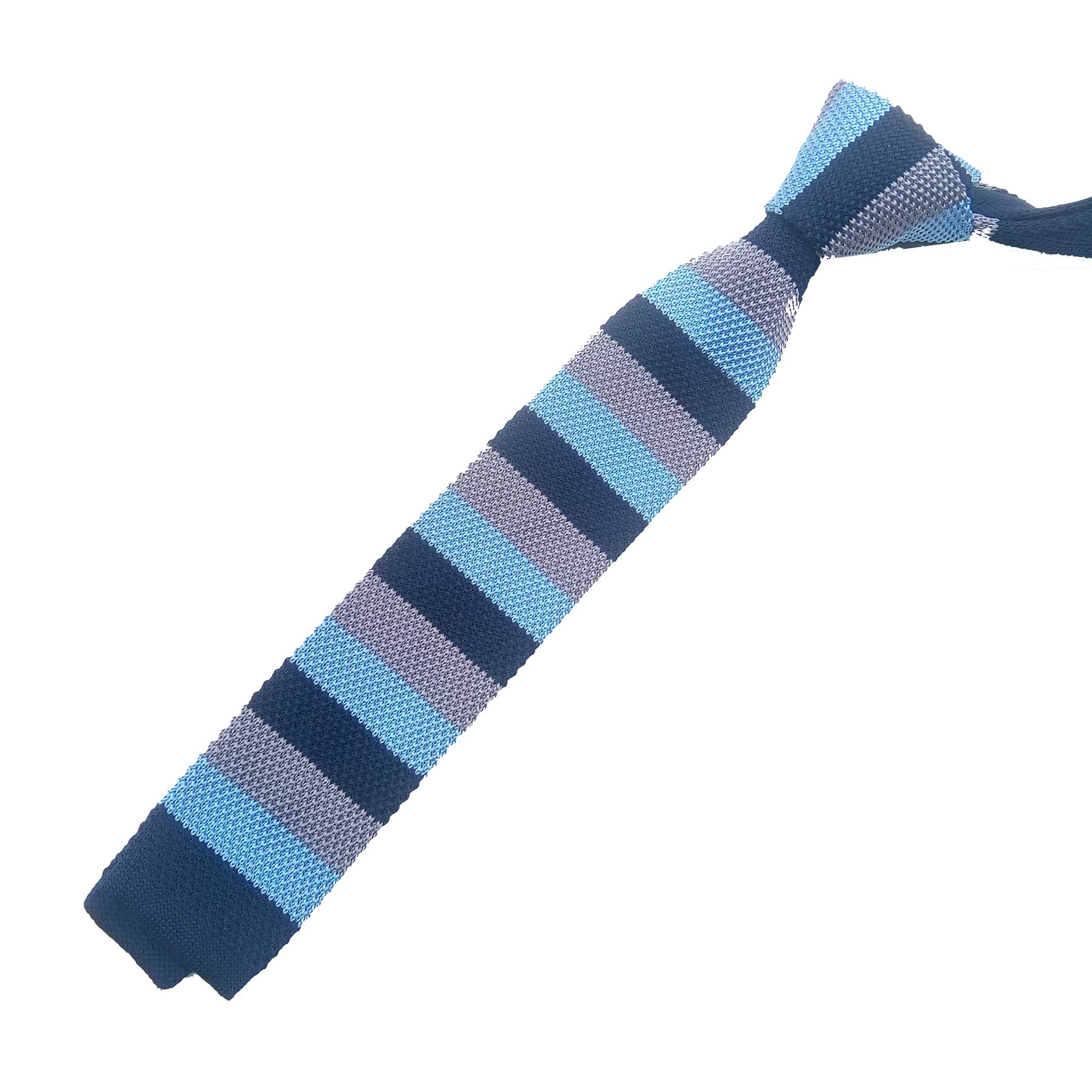 Mens Knit Ties Skinny Striped Woven Square End Leisure Necktie in Variant Colors