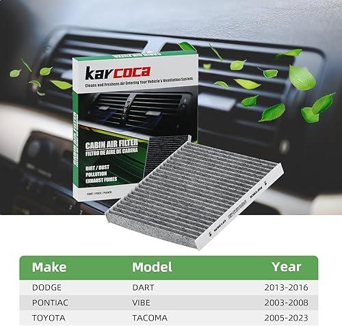 Miniatura 6 de CF10374 - Filtro de aire de cabina con carbón activado compatible con Toyota Tacoma 2005-2023, Vibe 2003-2008, Dart 2013-2016 (paquete de 2)
