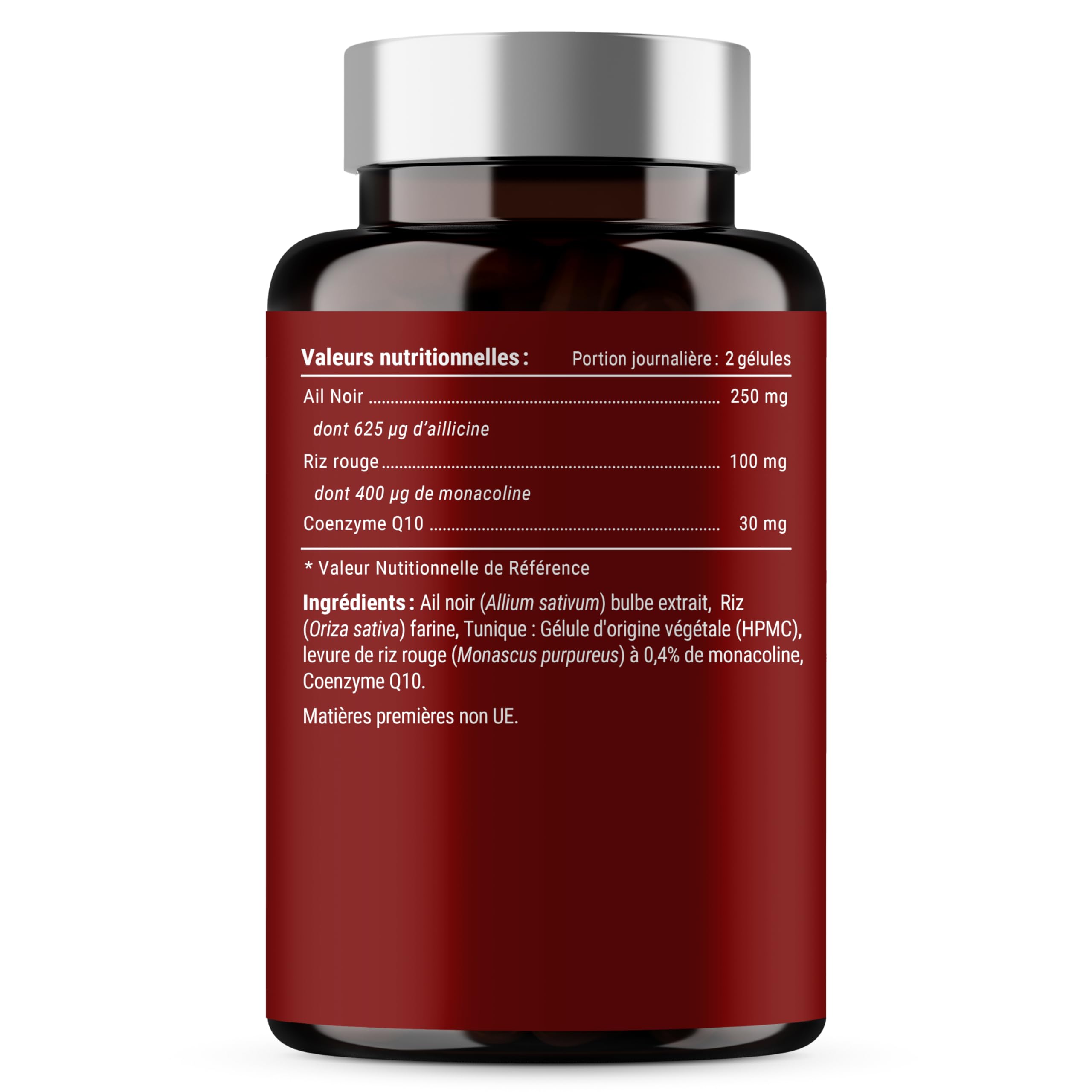 FORMULE CHOLESTÉROL | Ail Noir, Riz, Levure de riz rouge, Coenzyme Q10 | 60 Gélules | Fabriqué en France