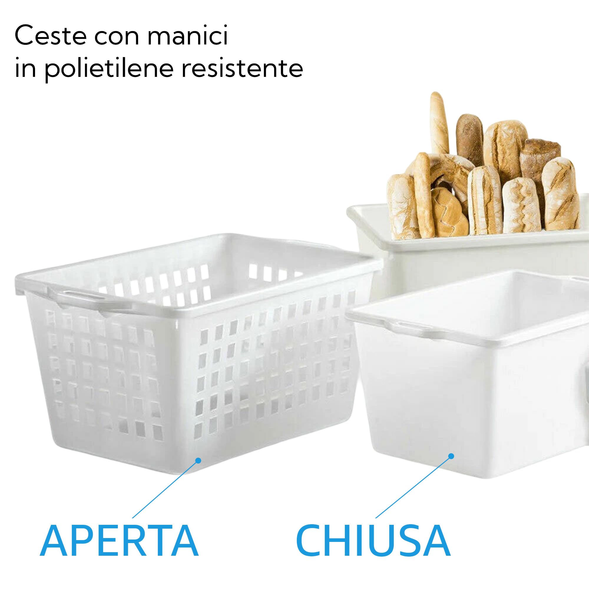 Sicignano – Panier à pain fermé avec poignées – Fabriqué en Italie, idéal pour boulangerie, restauration, cuisine et stockage des aliments