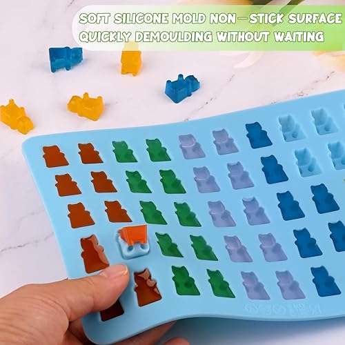 Miniatura 4 de WMKGG Mini molde de gomita de oso, 4 moldes de silicona para gomitas de 0.3 fl oz, moldes de gomitas de caramelo de chocolate con 2 goteros