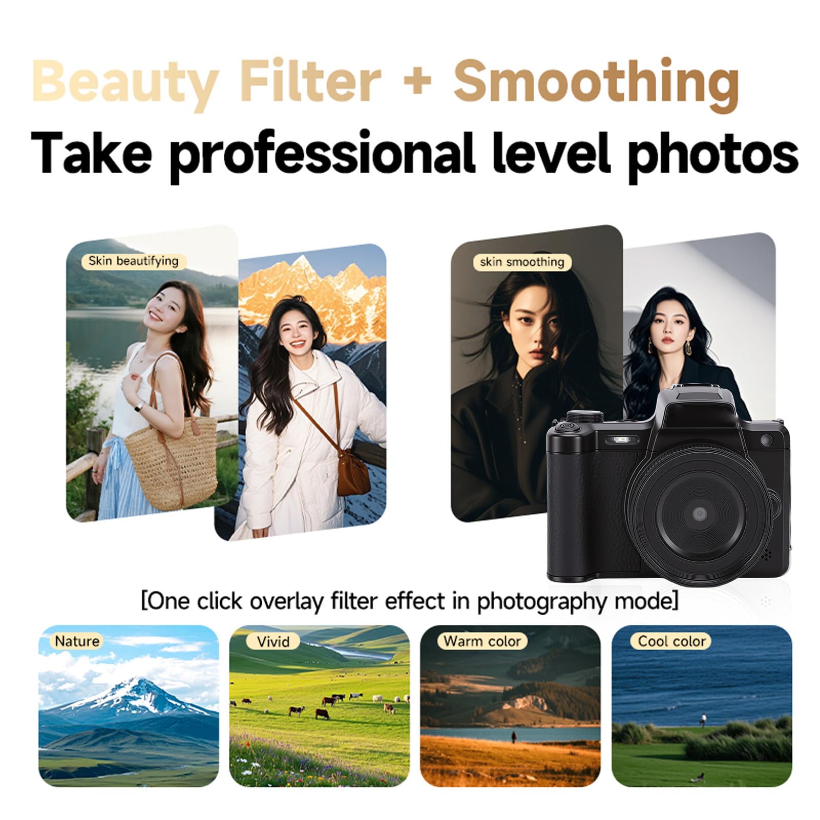 Annadue Cámara Digital DSLR 4K para Fotografía, Cámara Vlogging de 68 MP con Pantalla Abatible de 2,8 Pulgadas, Zoom 28X, Enfoque Manual AF Autofocus MF, Videocámaras de Viaje