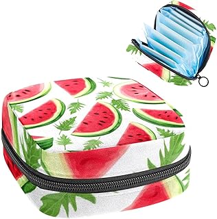RODAILYCAY Sanitary Napkin Storage Bag, Zipper Period Pouch for Teen Girls Women, Portable Menstrual Tampons Collect Bags Watermelon