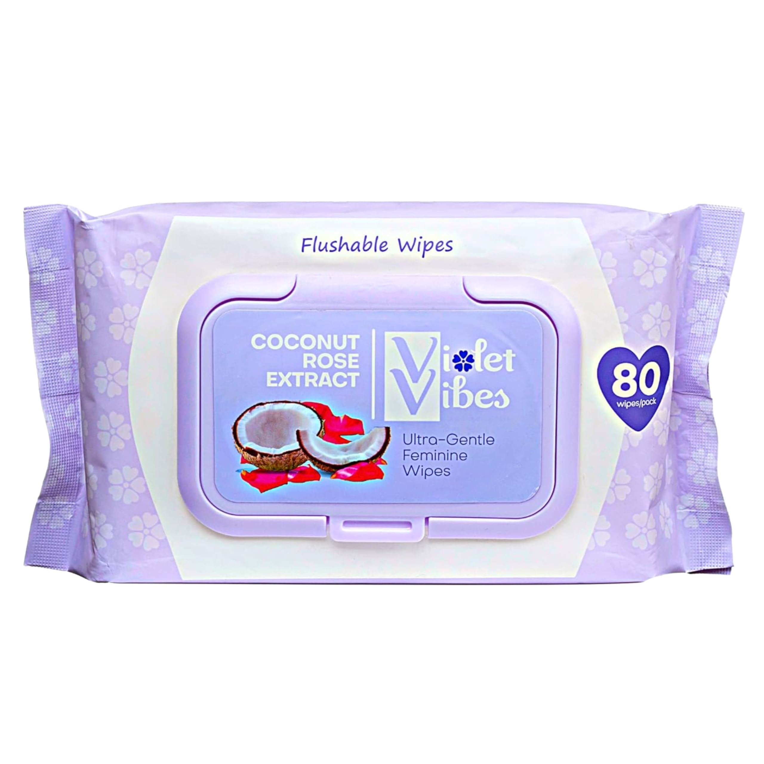 Violet Vibes Toilet-Friendly Coconut Rose Wet Wipes for Women | Butt & Vaginal Freshness | Soft, Clean, Refreshing Hygiene | Dermatologist Approved