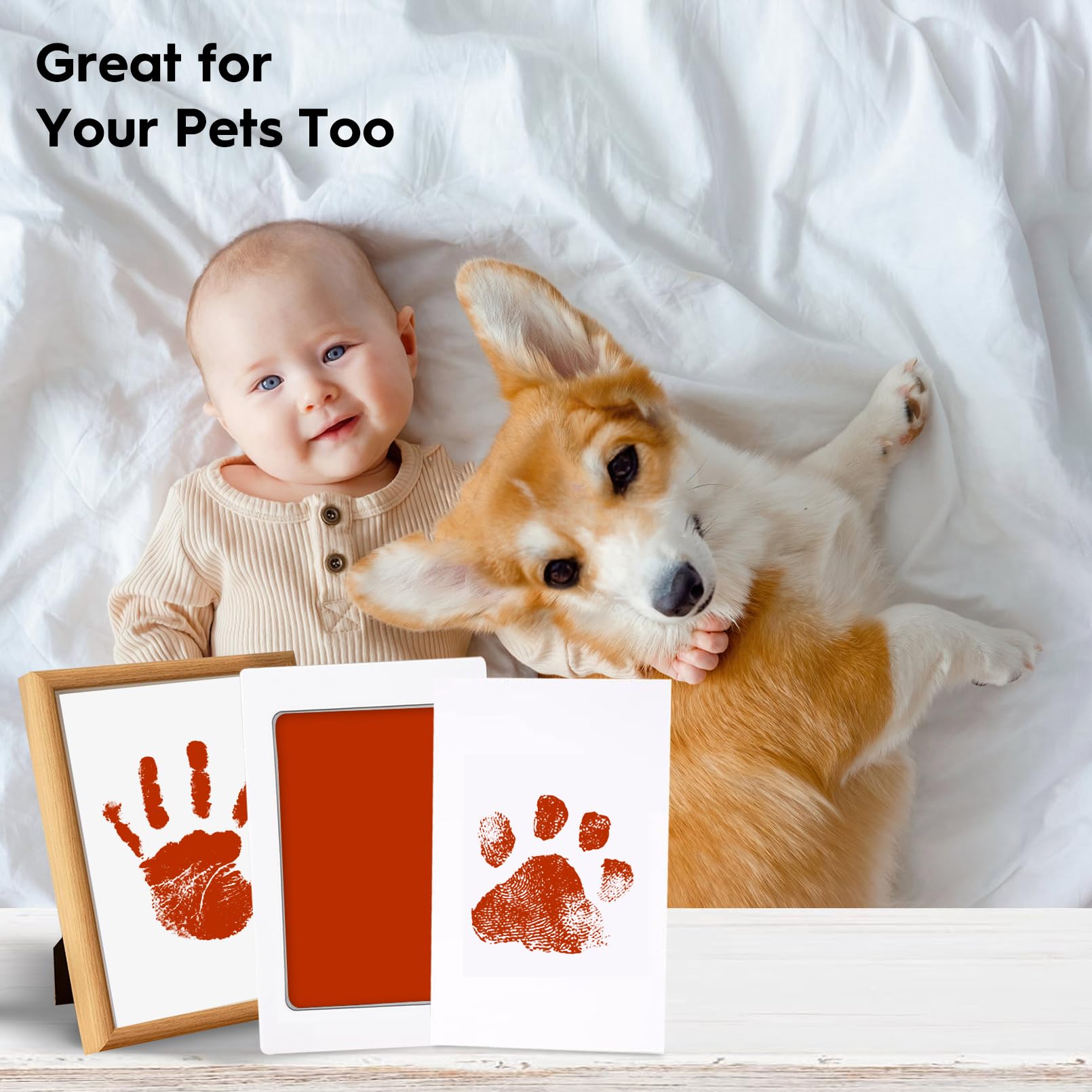 TATUNER Baby Hand and Footprint Kit Inkless - Mess Free Ink Pad, Paw Print Kit for Dogs and Cats, Safe Clean Touch Ink Pads for Newborn Handprints — view 81