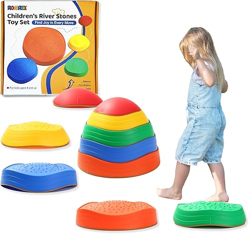 Escalones de equilibrio para niños pequeños Carrera de obstáculos  5 juguetes duraderos para exteriores, piedras sensoriales para mejorar la