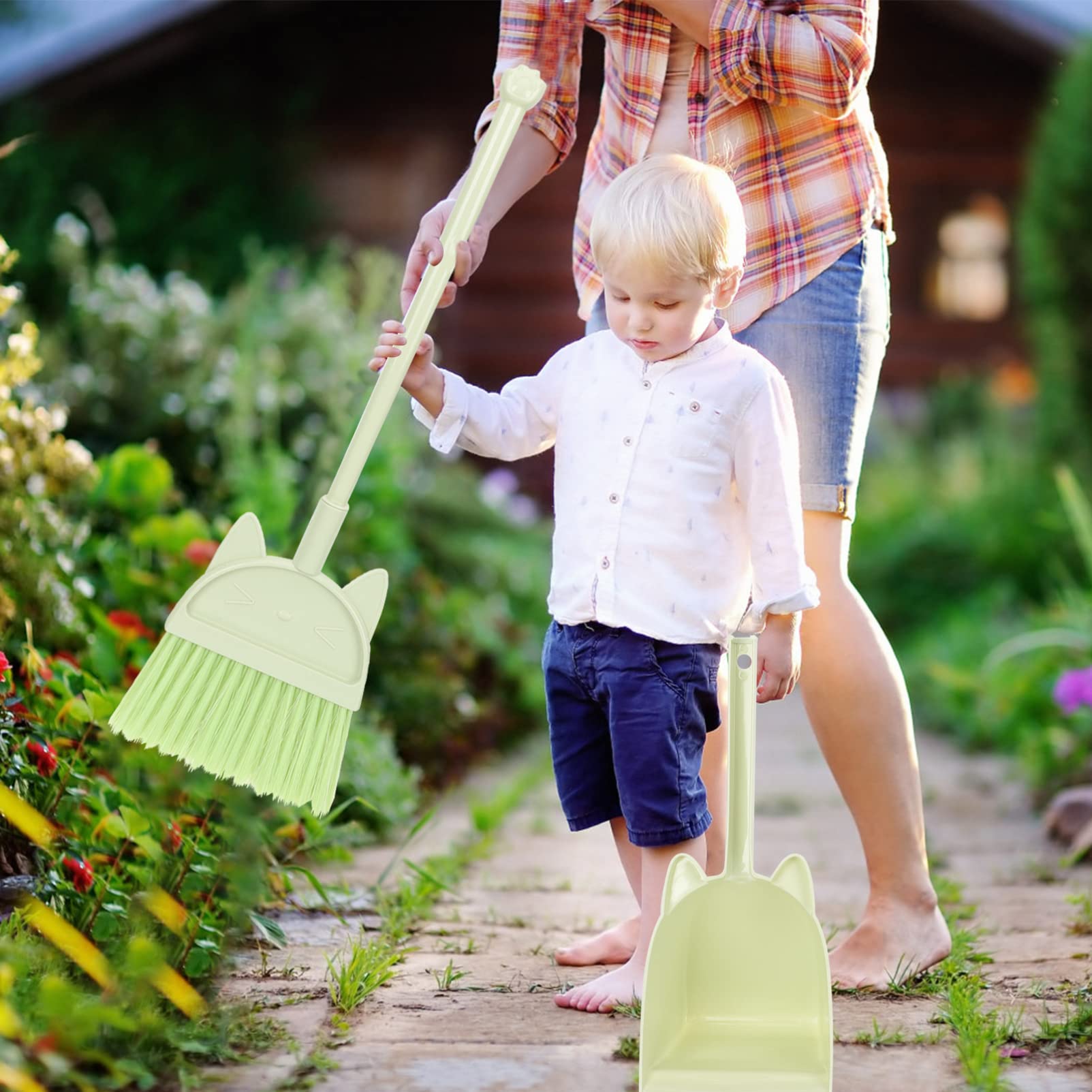 TOPPERFUN 1Set Broom and Dustpan Lightweight Cleaning Kit for Indoor Play and Learning Encourages Imaginative Housekeeping Present for Boys