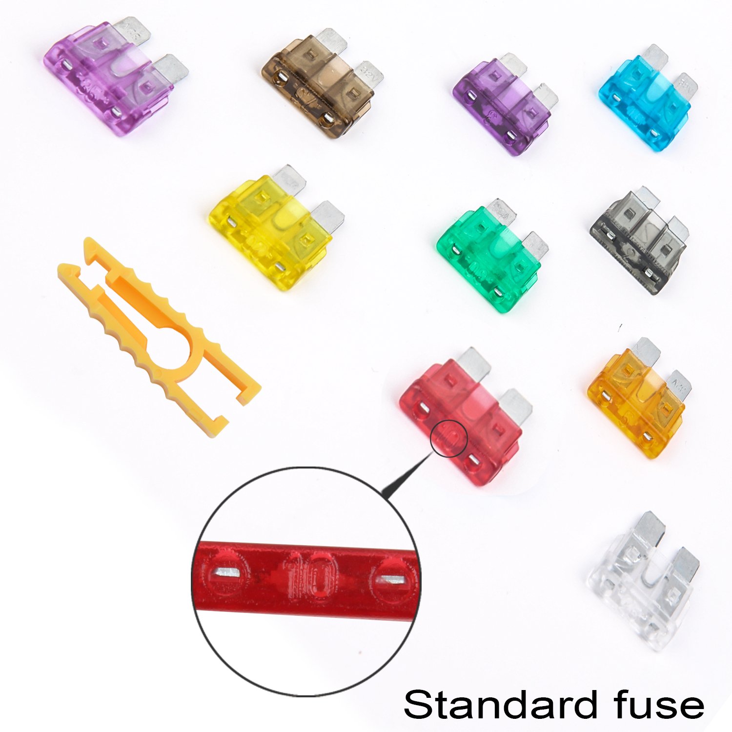 Standard Fuses,TKING 100pcs Assorted Auto Car Standard Blade Fuses