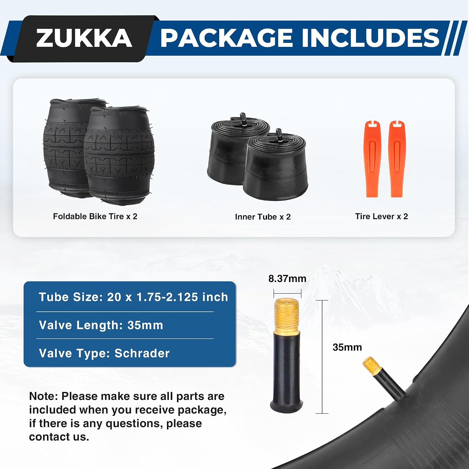 ZUKKA 20 x 1.95 Bike Tire 20 Inch Mountain Bike Tire Folding Replacement Bicycle Tire for Kids Bike Mountain Bike BMX Bike