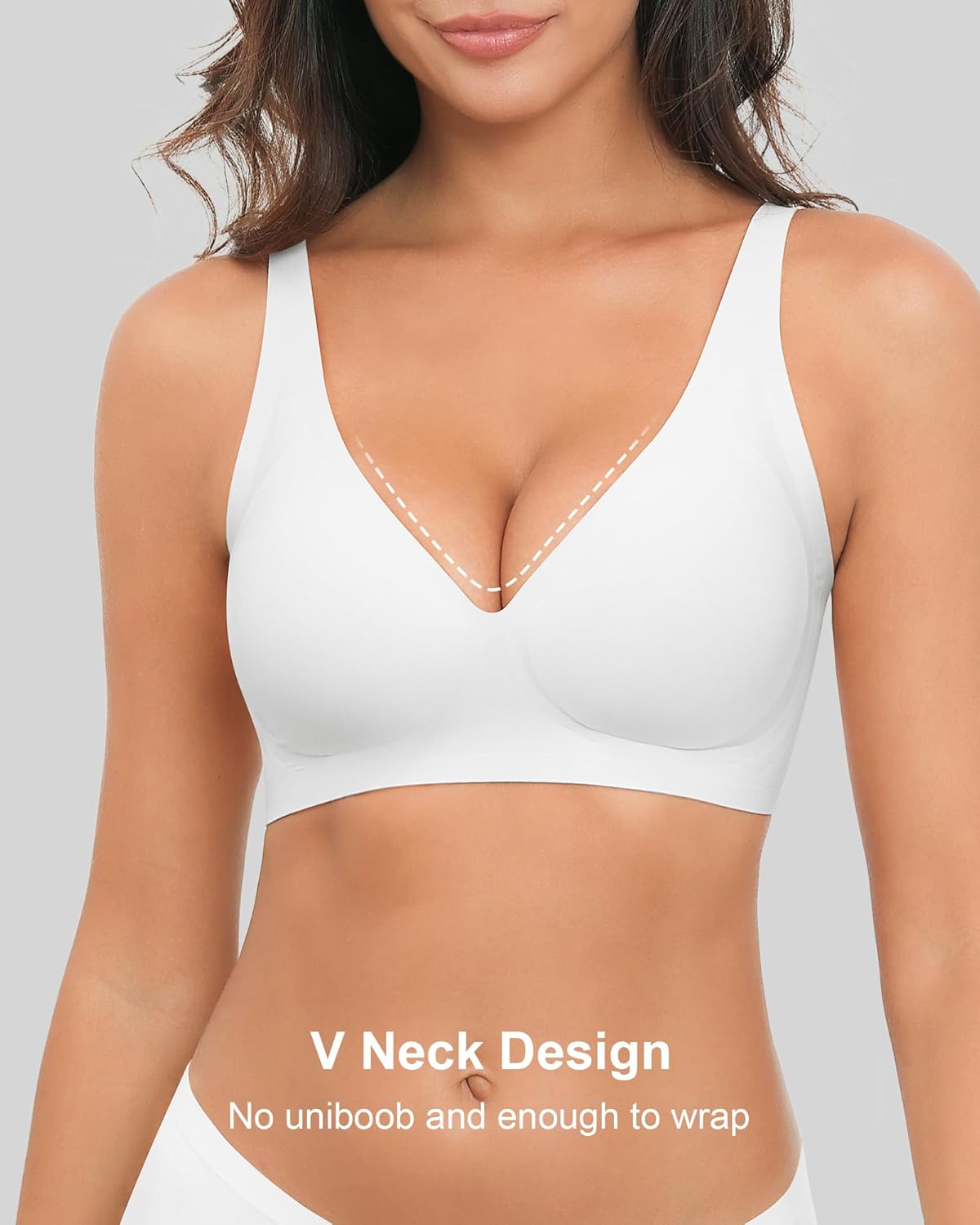 Deep V Bras for Women No Underwire Wireless Push Up Bra Seamless Plunge Bralette Comfort Supportive Full Coverage - Image 3