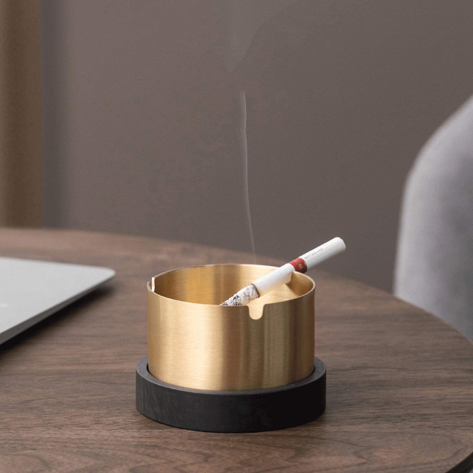 Cendrier en céramique créatif en Laiton, Portable, 7,6 cm (3 Pouces), avec Couvercle, idéal pour hôtels, Maisons, Voitures, Bars et Restaurants. Coupe-Vent.