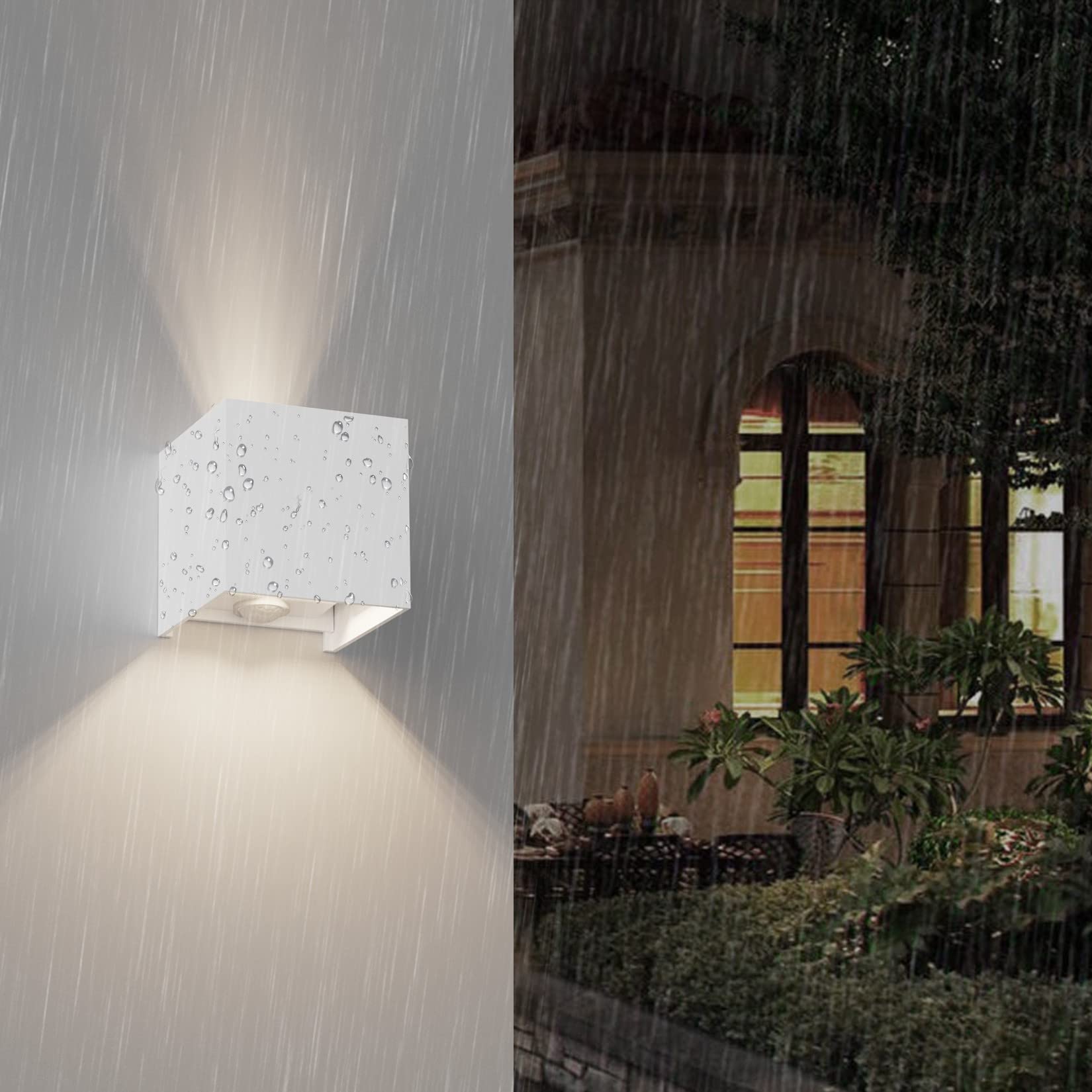 Klighten 2PCS Lampada da Parete Interno/Esterno con Sensore di Movimento, con Sorgente Luminosa Sostituibile Lampadina G9, 4000K Angolo del Fascio Regolabile Applique Esterno, Bianco