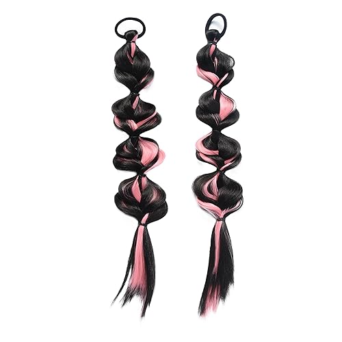 Miniatura 3 de 2 piezas de peluca de cola de caballo de burbujas, trenza, extensión de cola de caballo trenzada, 14 pulgadas, peluca de cola de caballo trenzada
