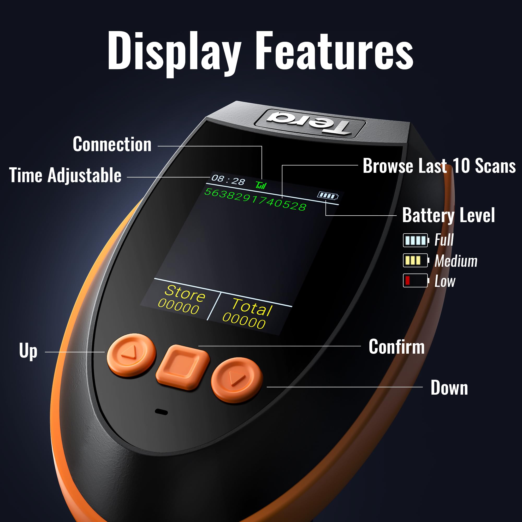 Tera Barcode-Scanner Kabellos 1D 2D QR Bluetooth 2.4G USB-Kabel Ladestation