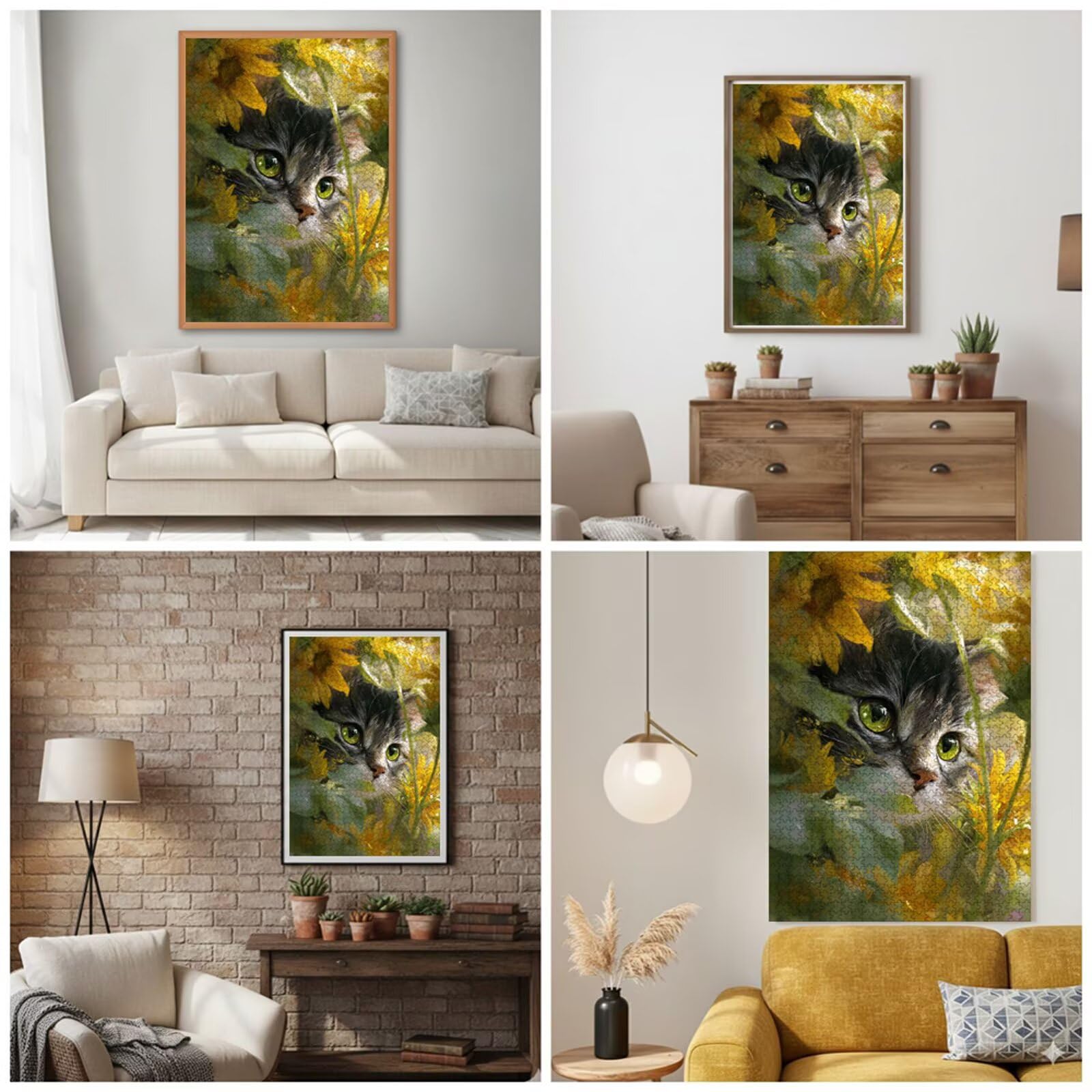 Puzzle Adulti - Gatto & Flower - 1000 Pezzi Fabbricazione in Legno Robusto - Decorazione Murale con Poster - Prodotto Riservato ad Adulti e 14 Anni in Su (75x50cm) P3#1241