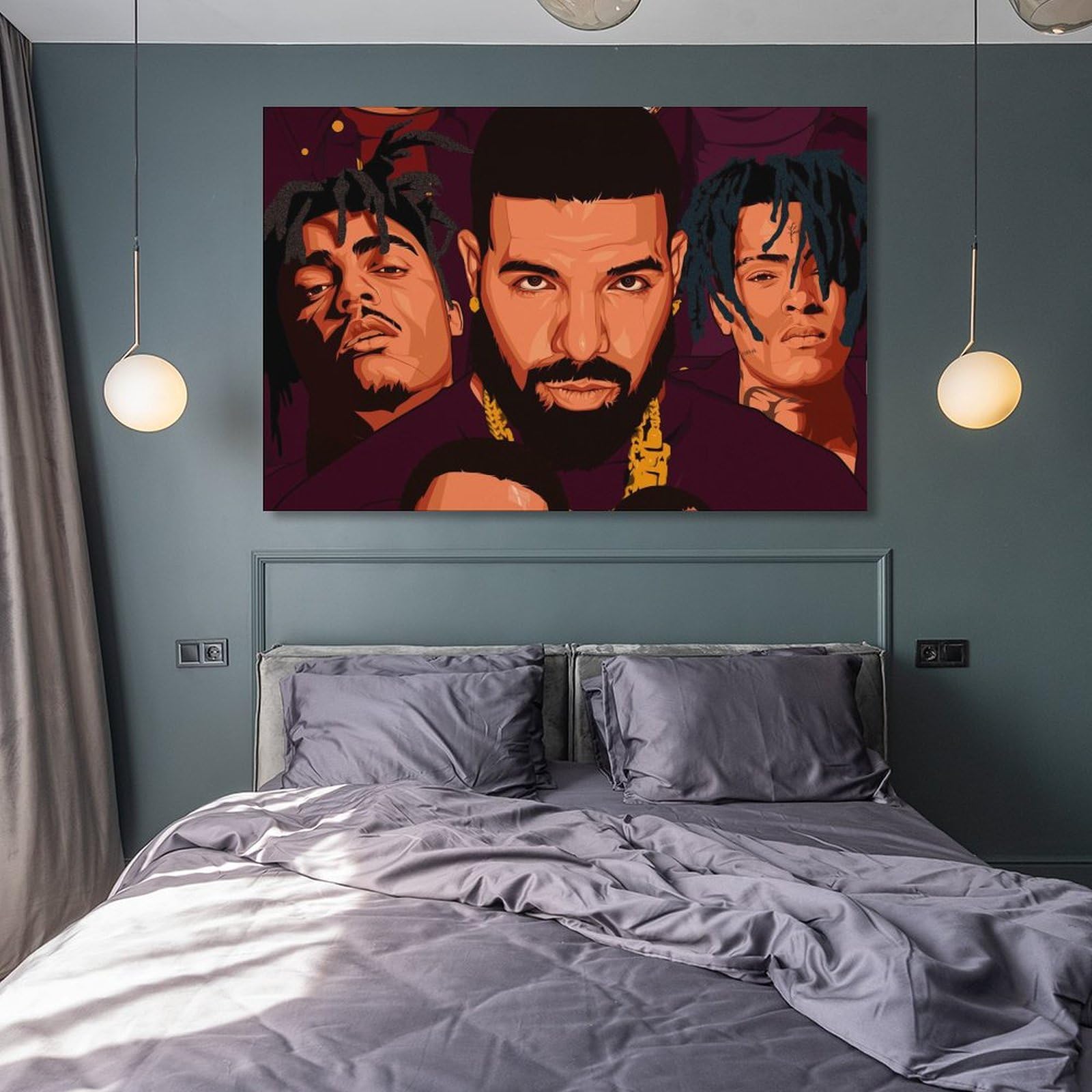 Poster su tela, motivo: cantante rap, hip hop, tutte le stelle, stampa artistica da parete, poster per decorazione della stanza, 40 x 60 cm, confezione da 10