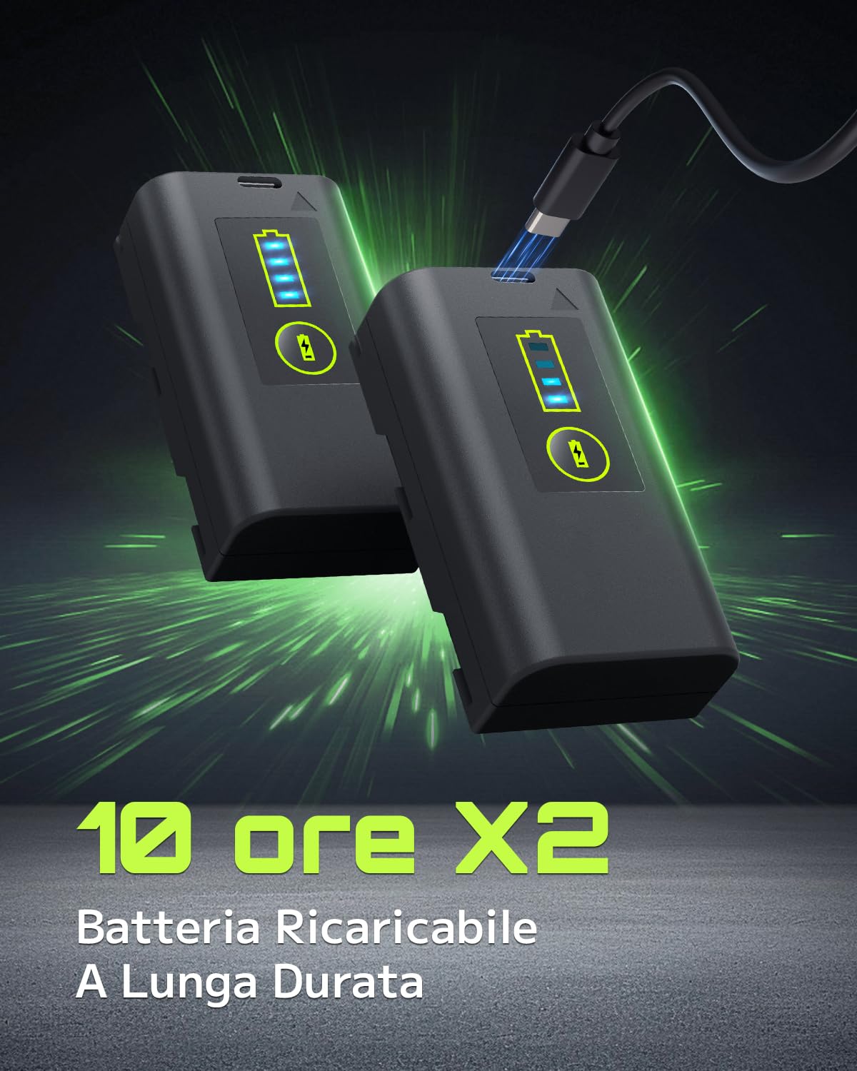 Livella laser autolivellante LasGoo 4x360°, 16 linee laser verdi, per edilizia e decorazione, con 2 batterie ricaricabili agli ioni di litio e supporto magnetico, modello LG-4Ds